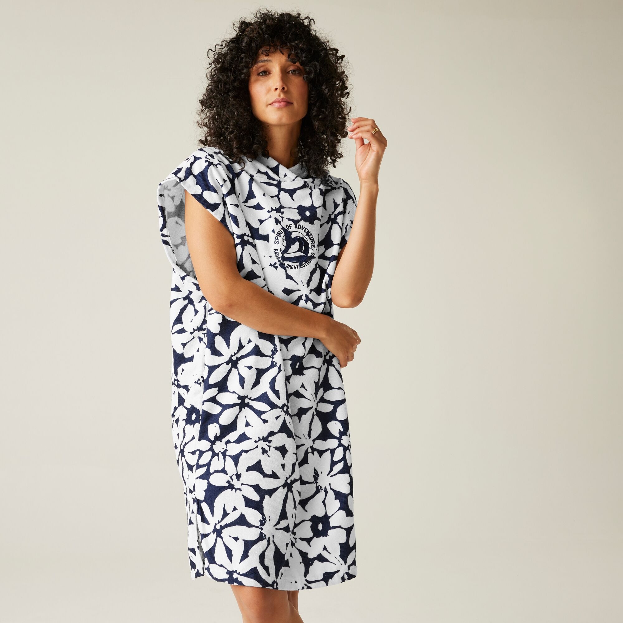 Adult's Towel Robe | Navy White Large Floral