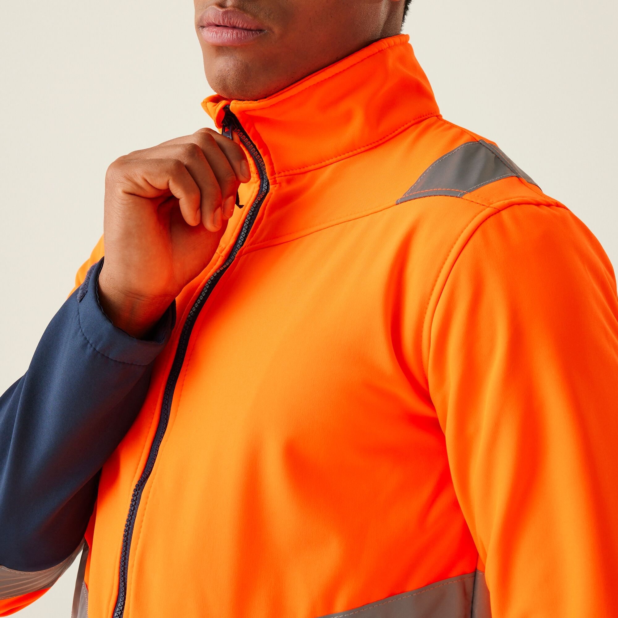 Men's Hi-Vis 2-Layer Softshell Jacket | Orange Navy