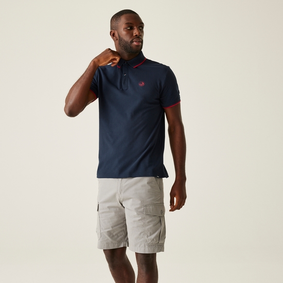 Men's Tadeo II Polo Shirt | Navy Poppy Red Tipping