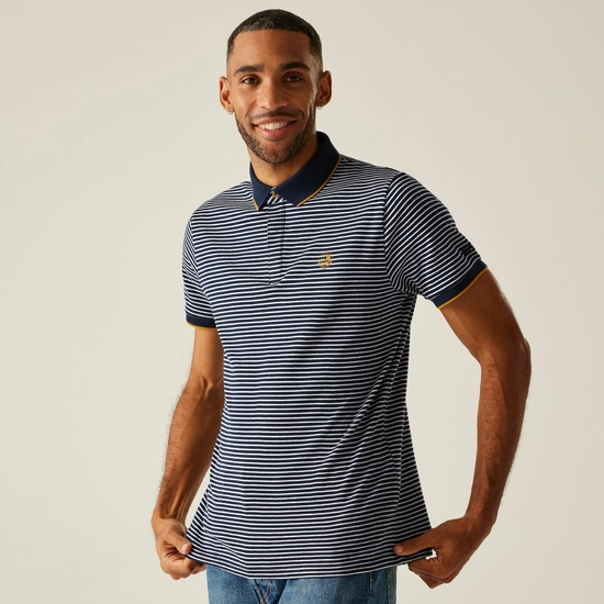 Men's Tiver Polo Shirt | Navy Stone White Stripe