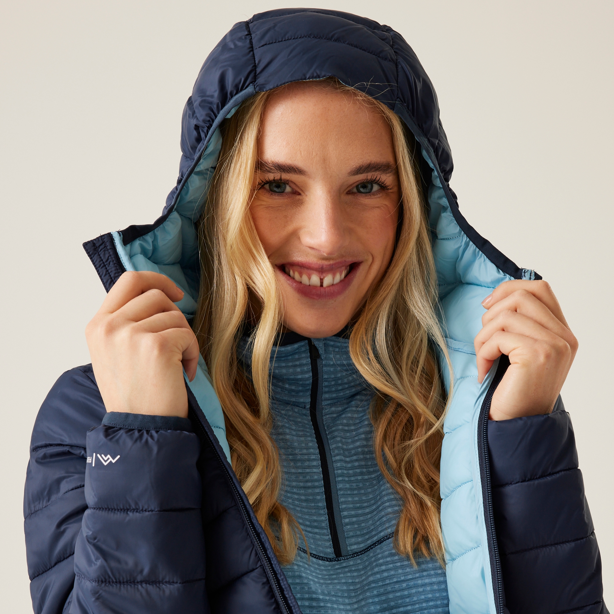 Women's Hooded Marizion Quilted Jacket | Navy Clear Sky