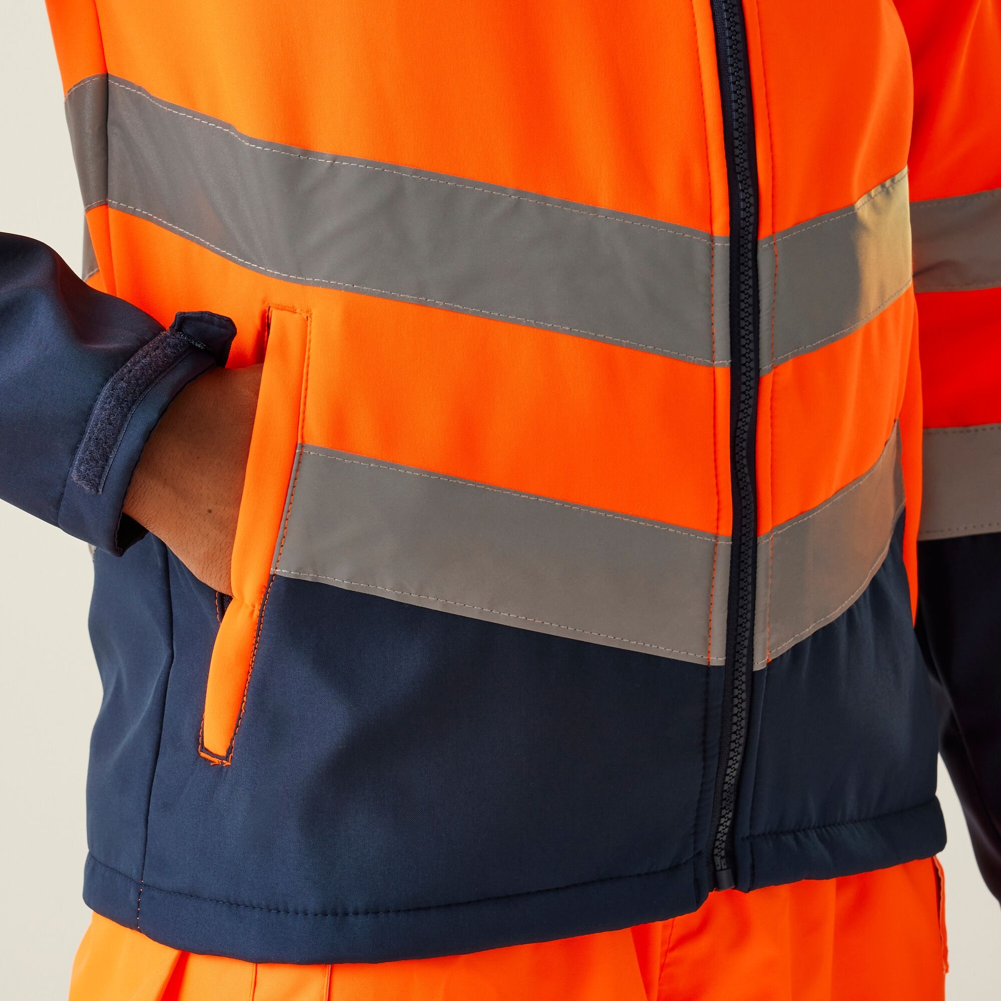 Men's Hi-Vis 2-Layer Softshell Jacket | Orange Navy