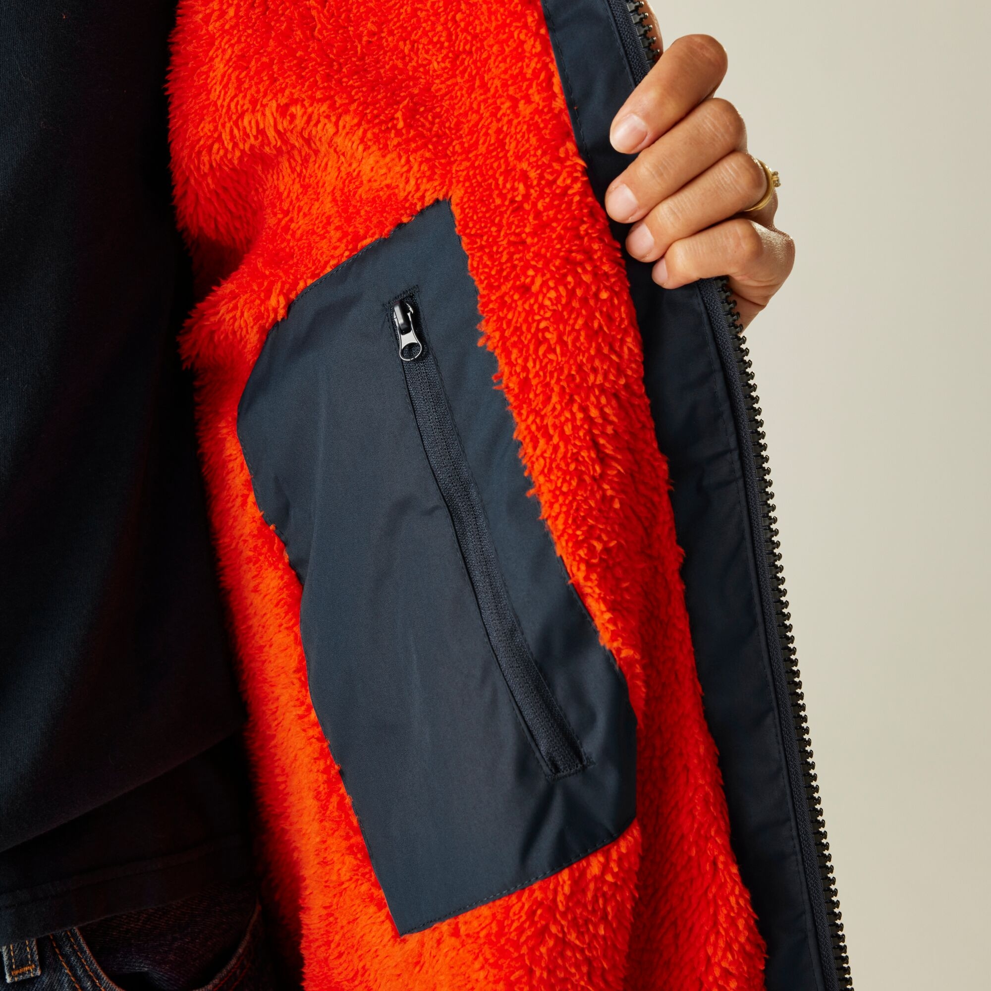 Adult's Waterproof Changing Robe | Navy Rusty Orange Lining
