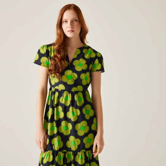 Orla Kiely Tiered Midi Dress | Lotus Yellow