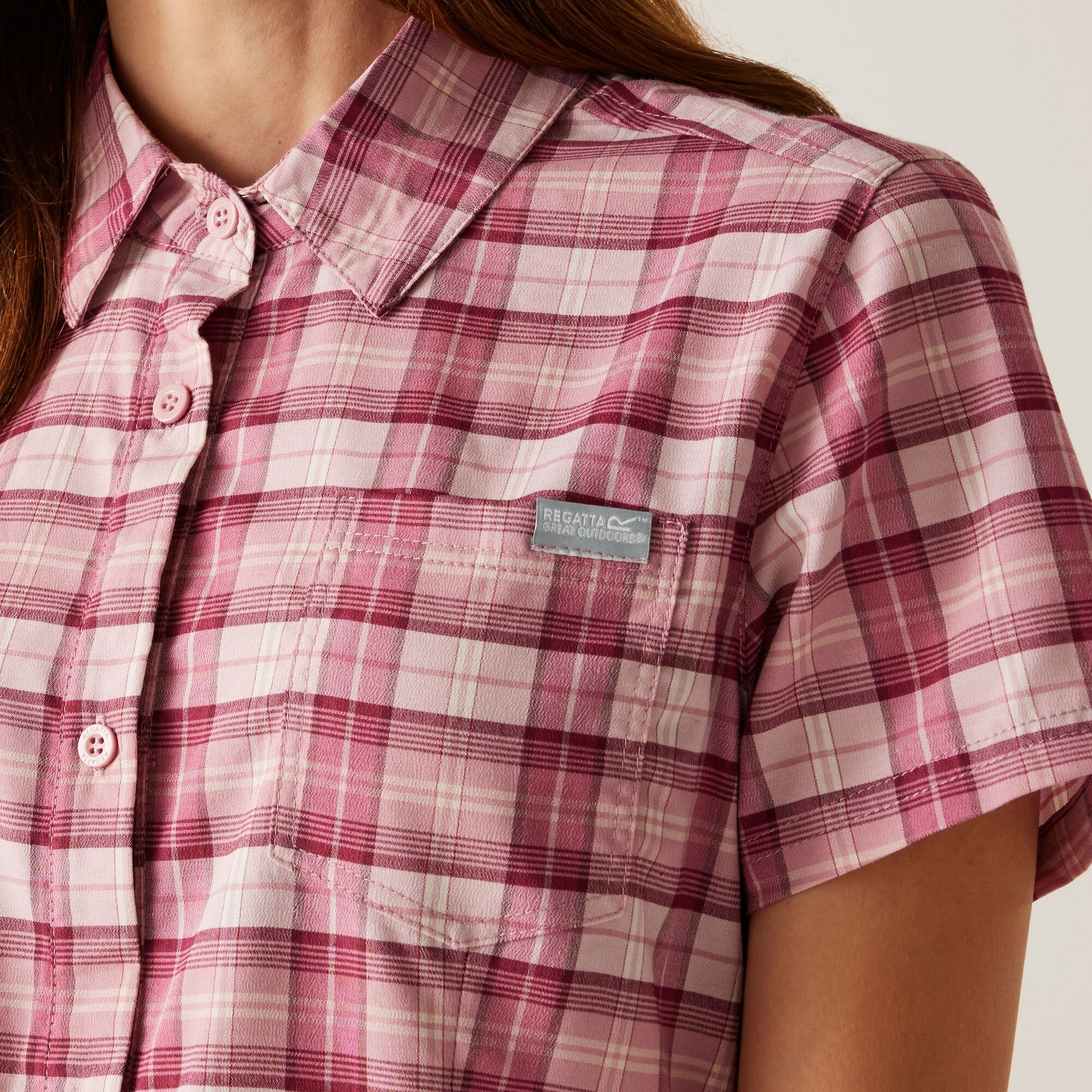 Women's Begarno Short Sleeve Shirt | Lilas Beaujolais Check