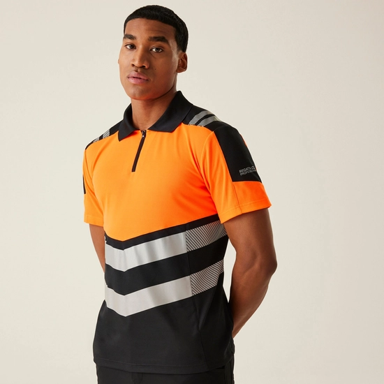 Men's Hi-Vis X-Pro Polo - Class 1 | Black Orange