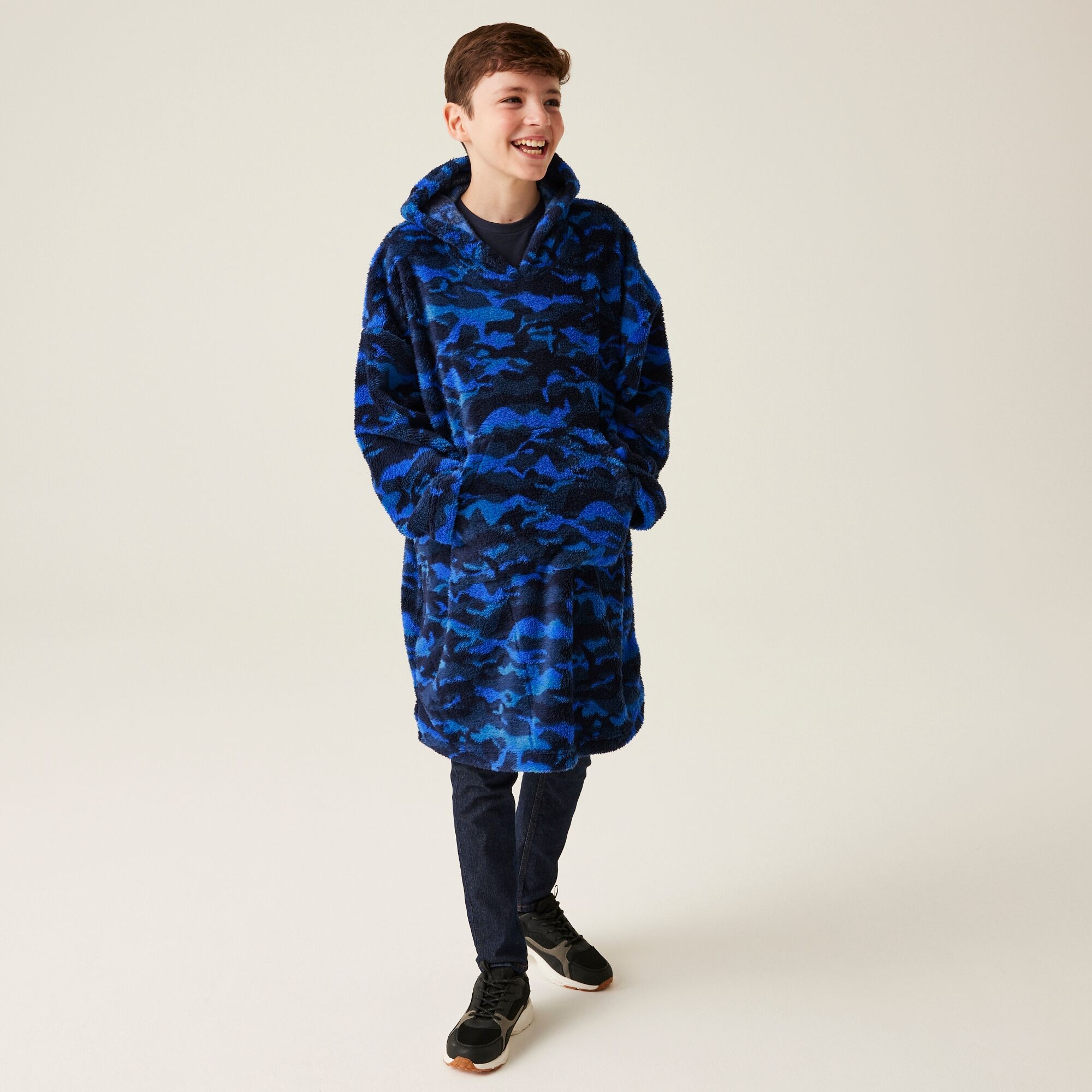 Kids' Cosy Poncho | Strong Blue Camo