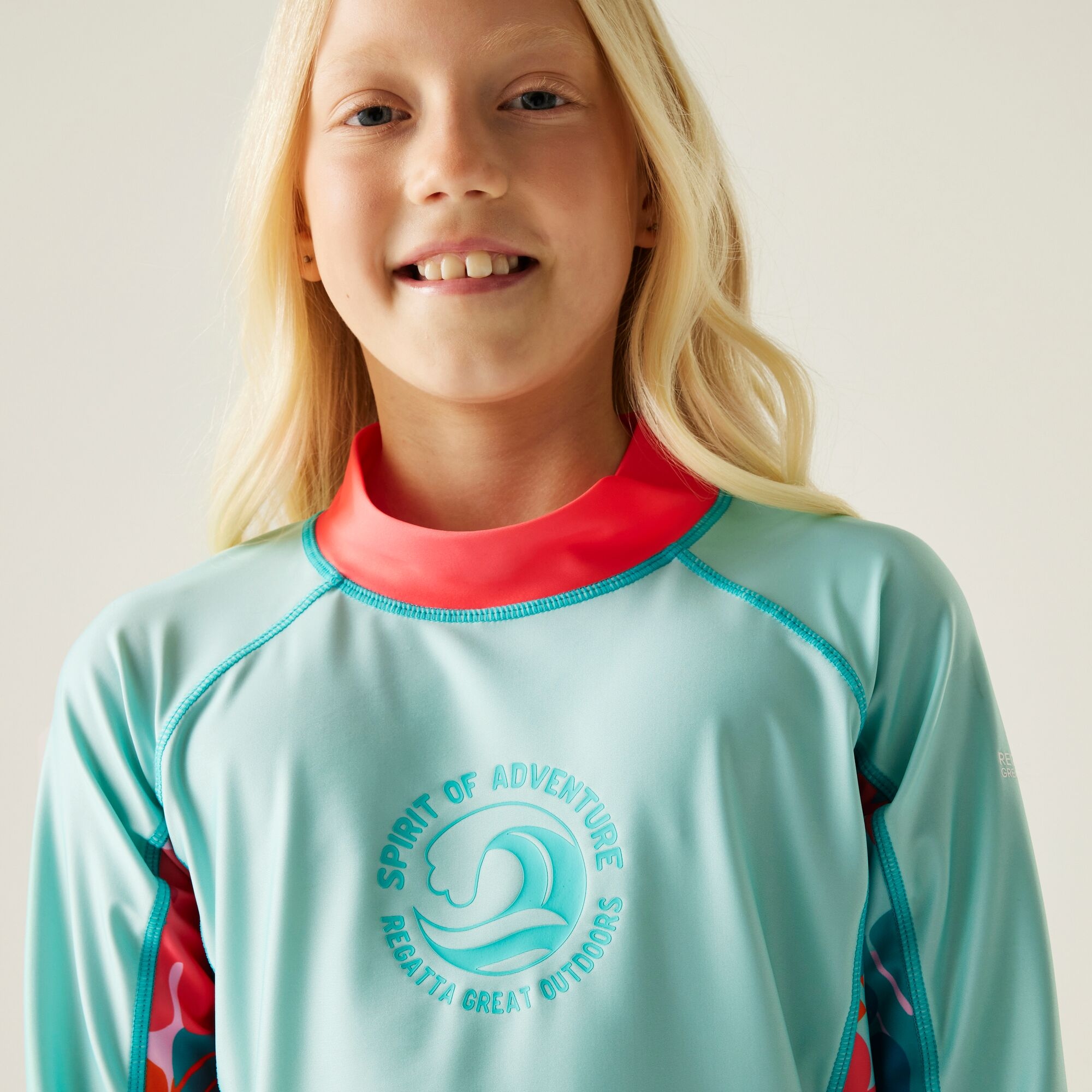 Kids' Hoku II Swim Top | Aruba Blue Peach Bloom Tropical Leaf