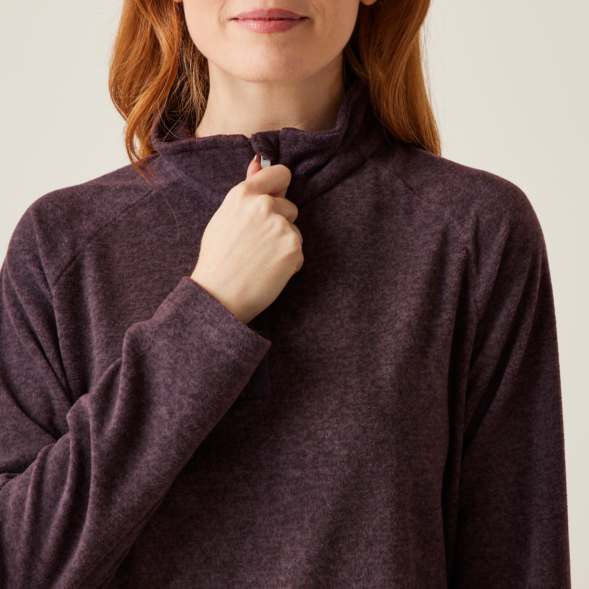 Women's Pimlo Half Zip Velour Fleece | Deep Plum