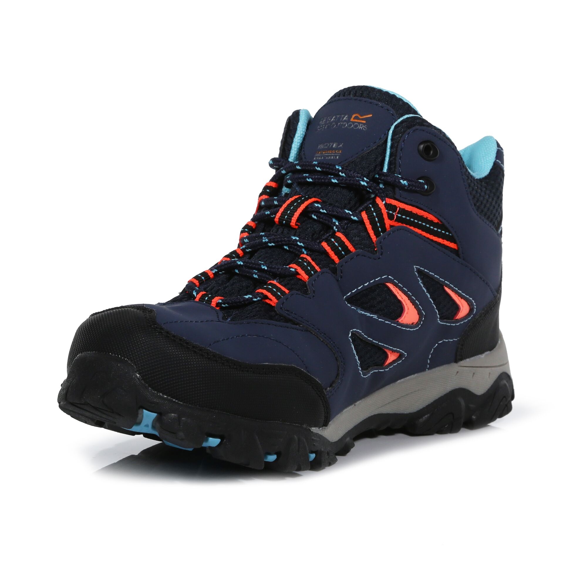 Kids' Holcombe Waterproof Mid Walking Boots | Navy Fiery Coral