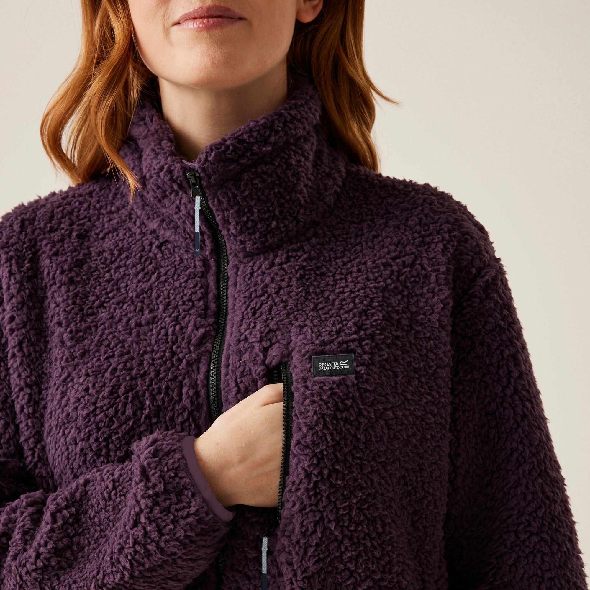 Women's Ria Fluffy Full Zip Fleece | Deep Plum