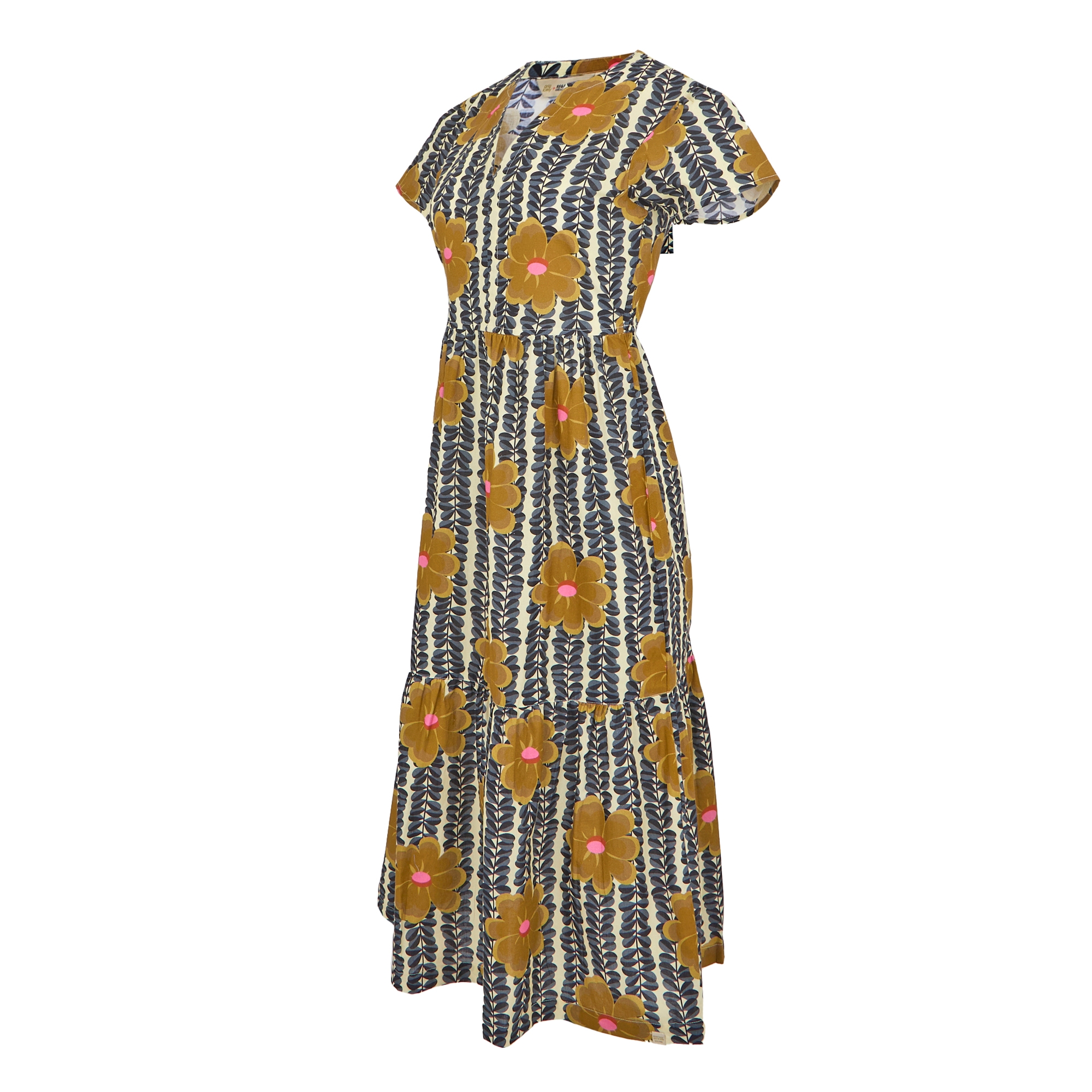 Orla Kiely Tiered Midi Dress | Lotus Yellow