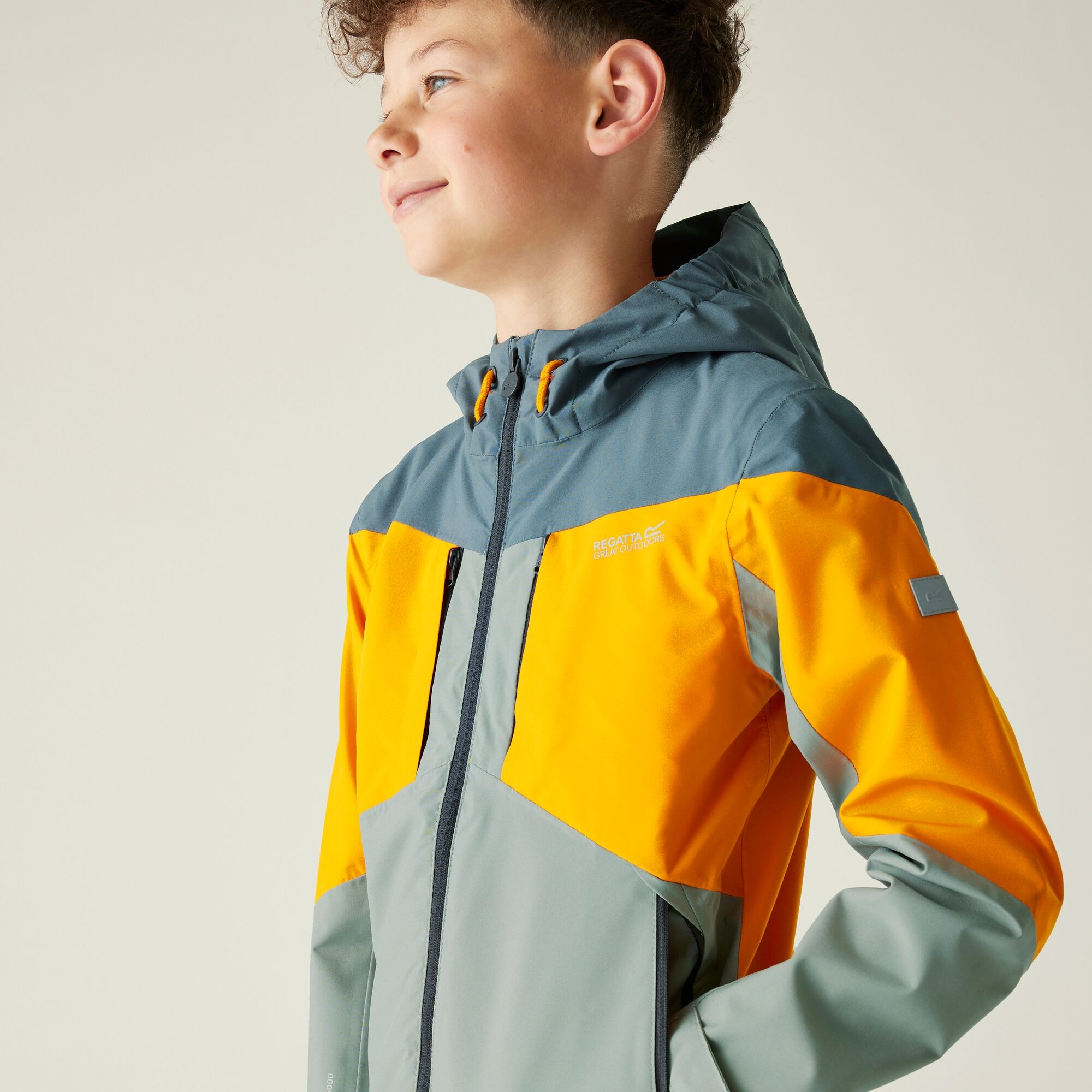 Kids' Highton VI Waterpoof Jacket | Glacier Bright Marigold Stormy Weather