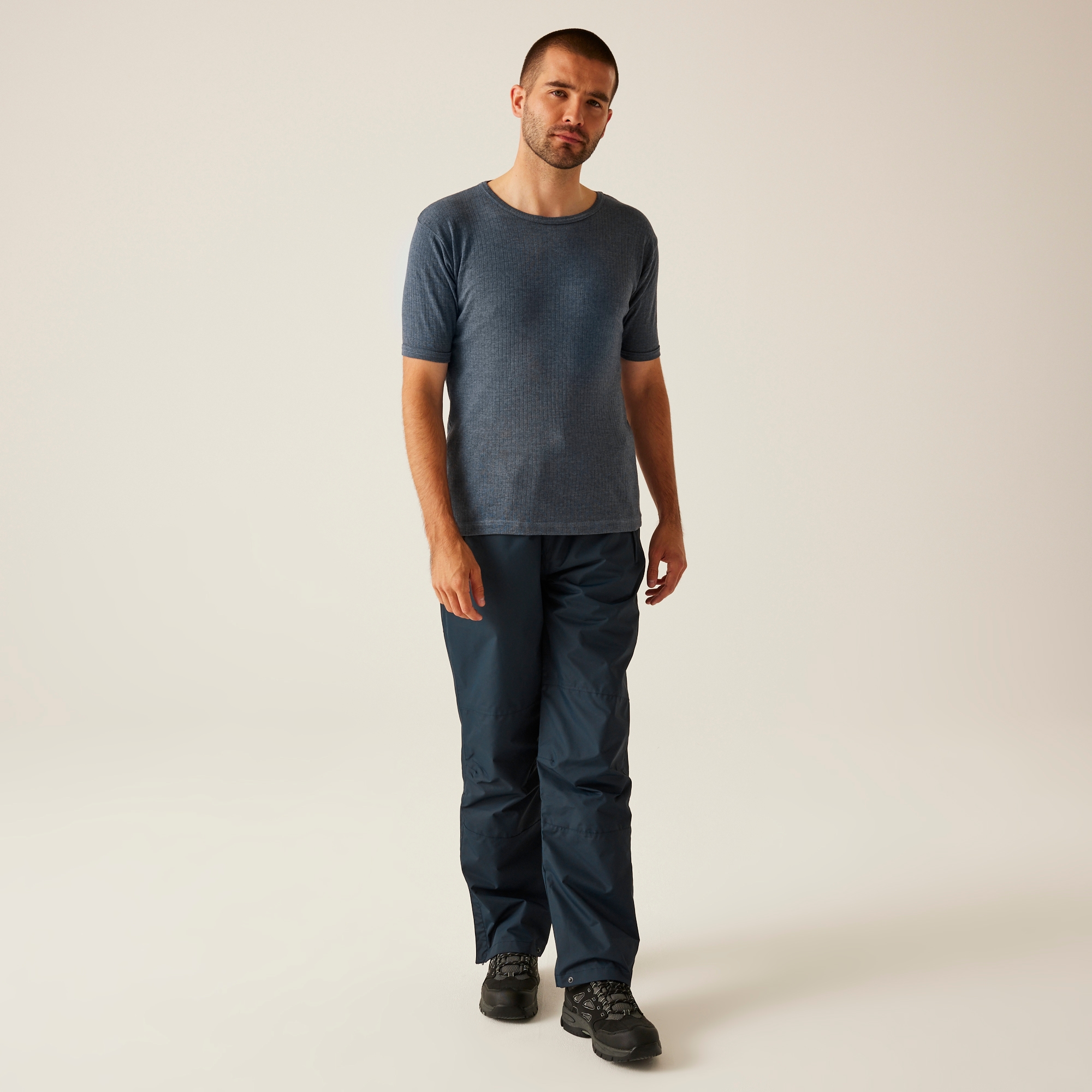 Men's Short Sleeve Thermal Vest | Denim Blue