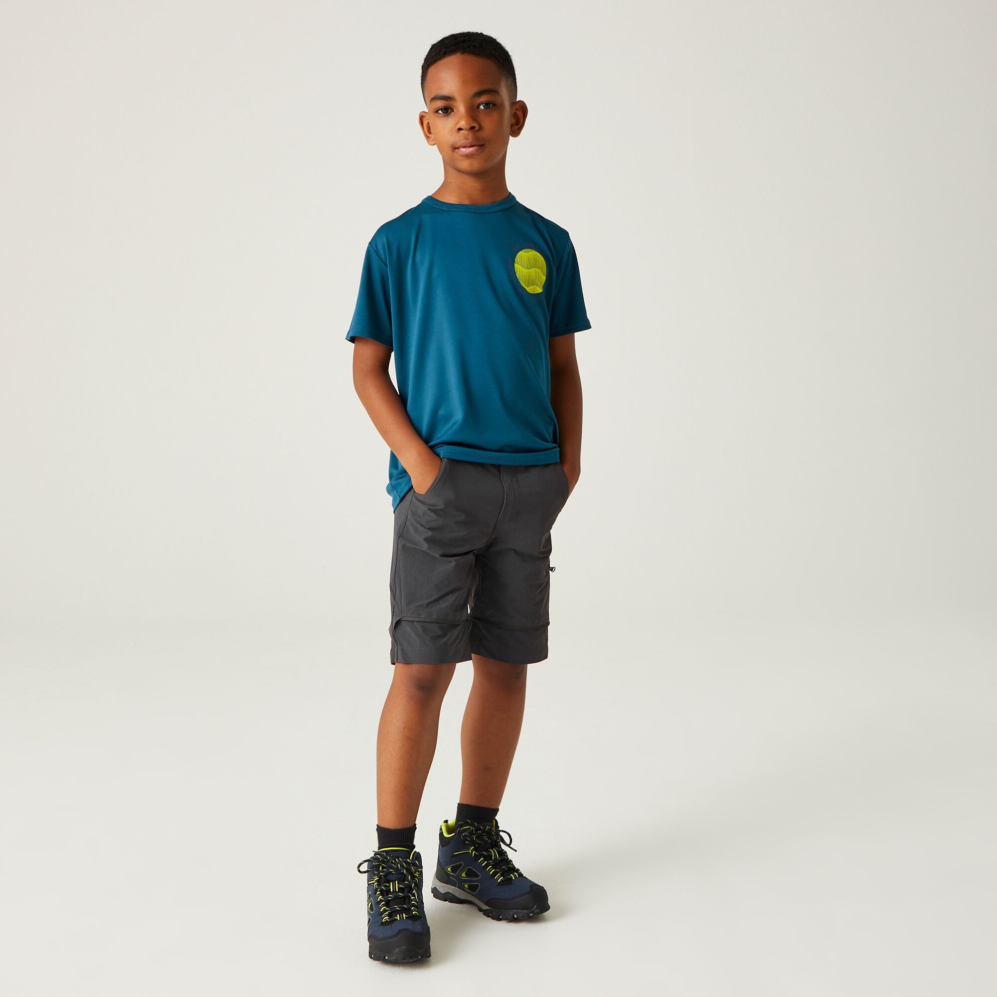 Kids' Highton Stretch Zip Off Walking Trousers | Seal Grey