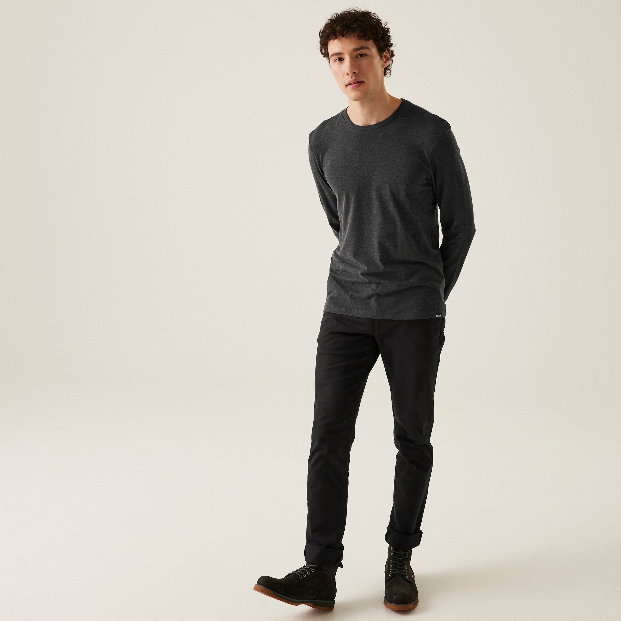 Men's Maylow Long Sleeved T-Shirt | Black Marl