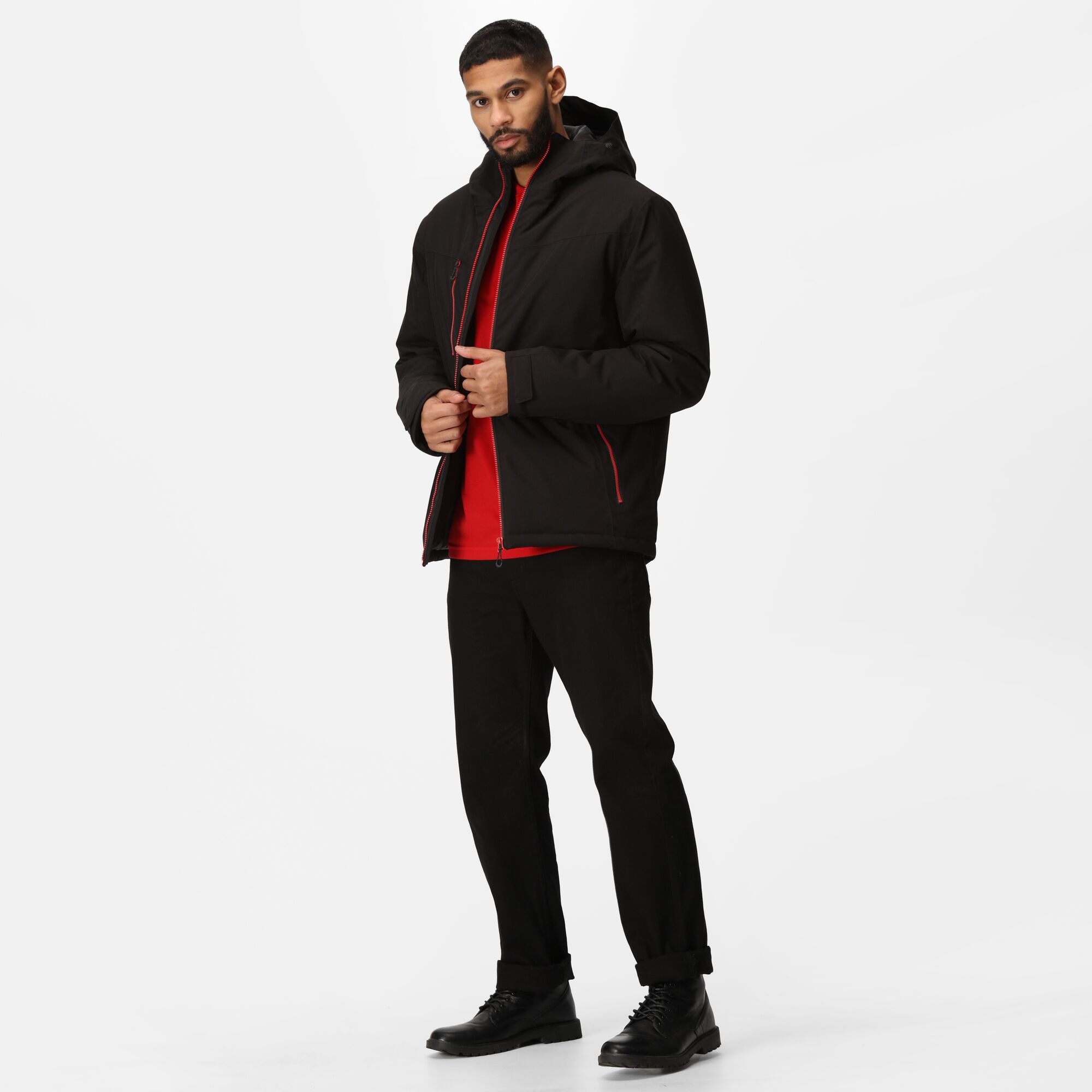 Men's Navigate Insulated Jacket | Black Classic Red