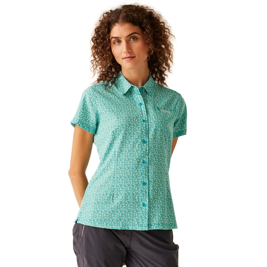 Women's Travel Packaway Short Sleeve Shirt | Icy Morn Meadow Print