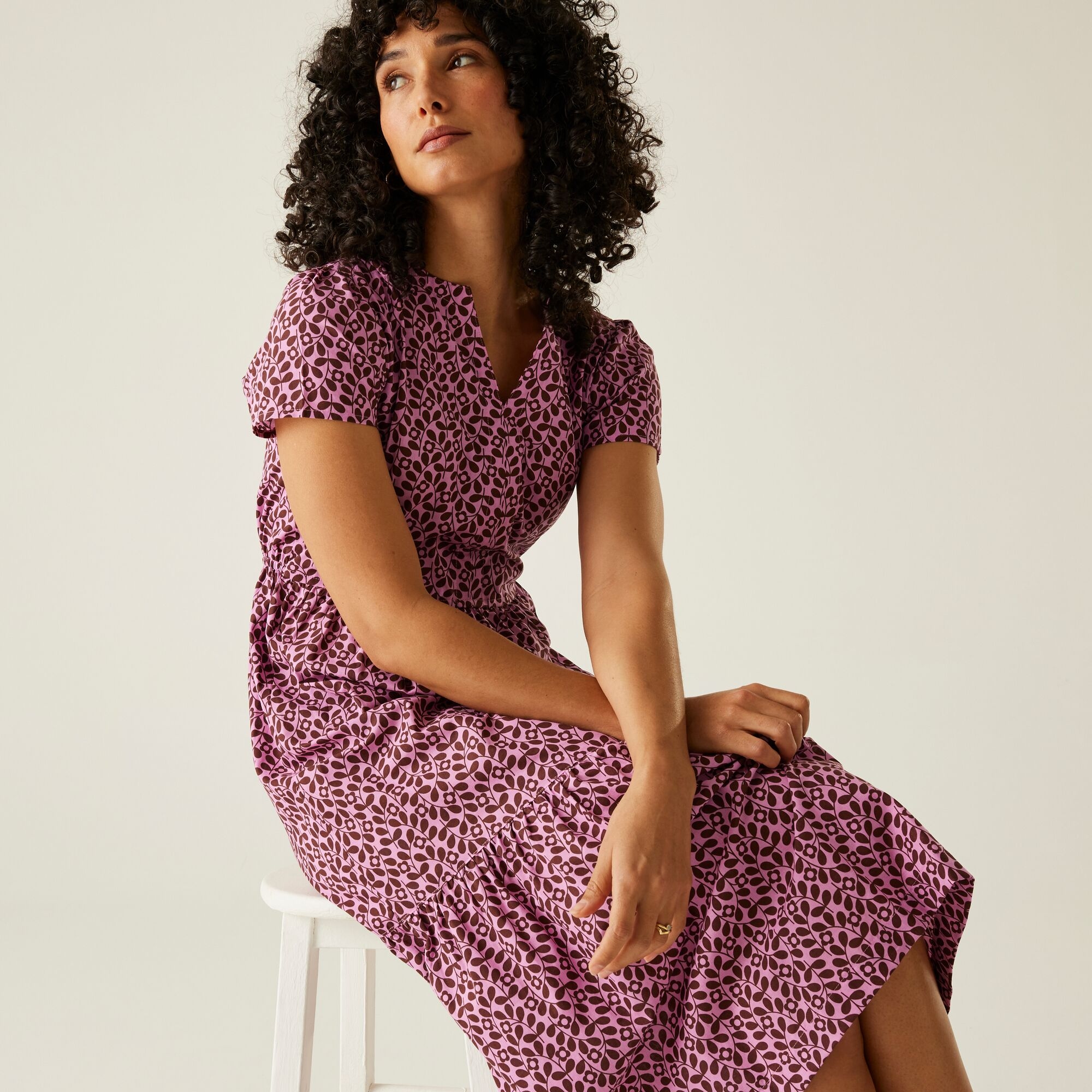 Orla Kiely Tiered Midi Dress | Jasmine Flower Lilac