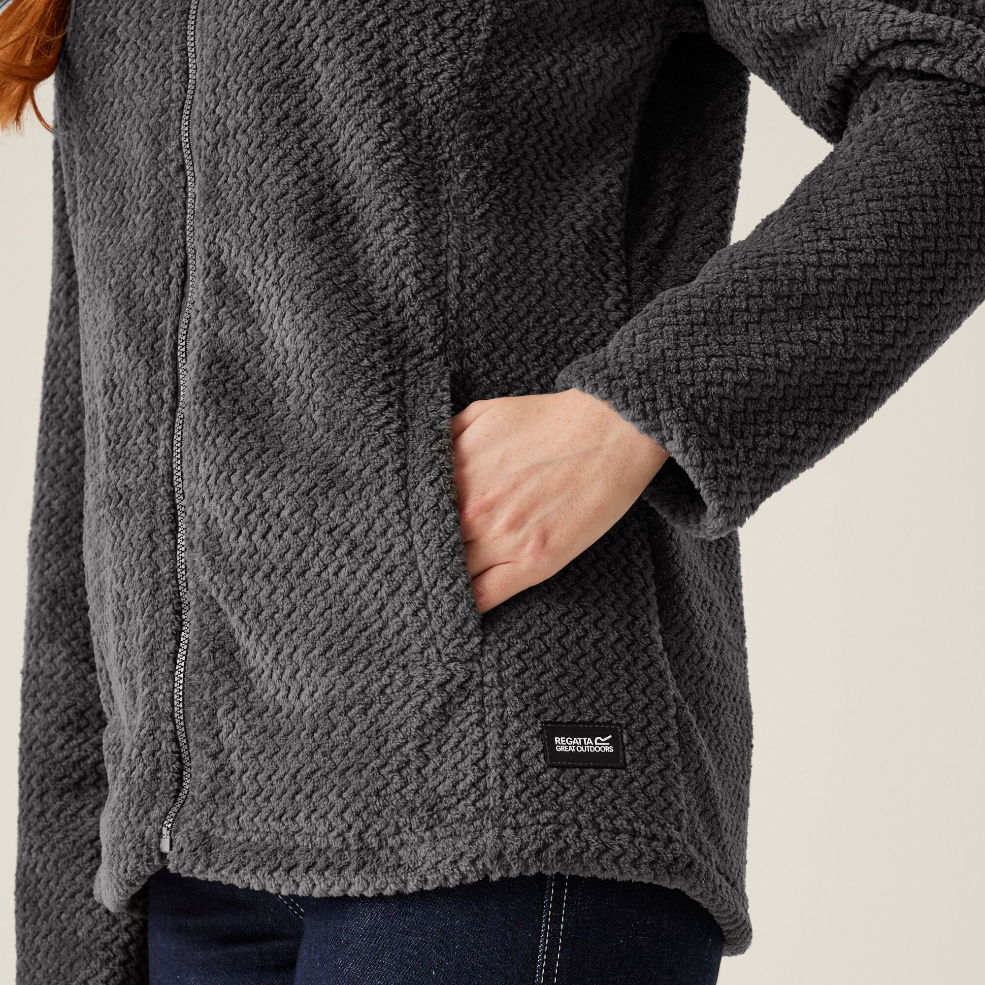 Women's Heidy Fluffy Full Zip Fleece | Dark Grey