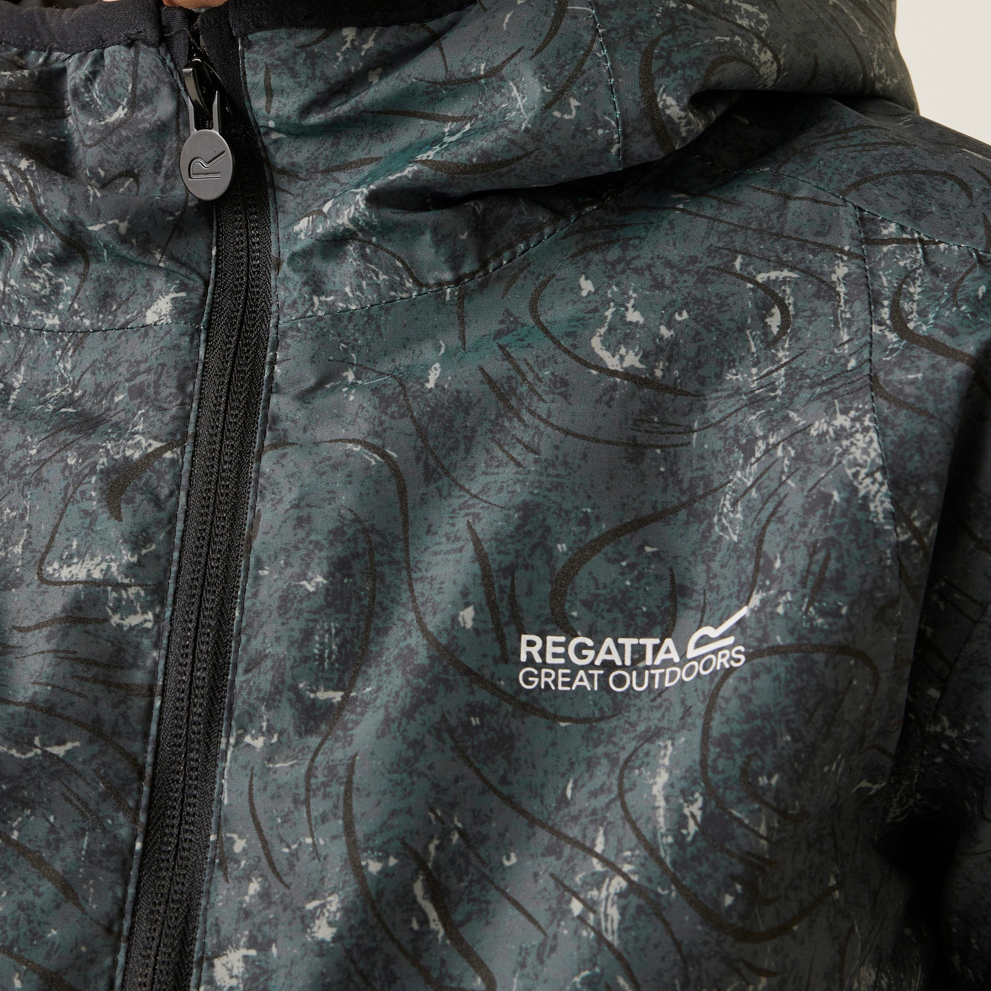 Kids' Volcanics VIII Reflective Jacket | Seal Grey Terrain Print