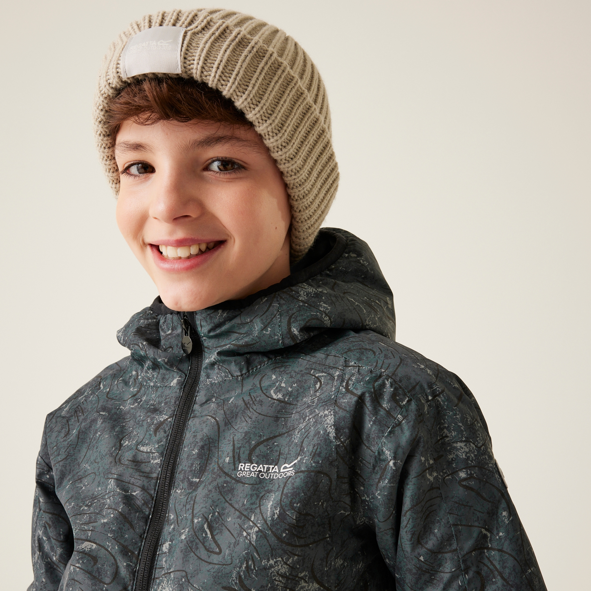 Kids' Volcanics VIII Reflective Jacket | Seal Grey Terrain Print
