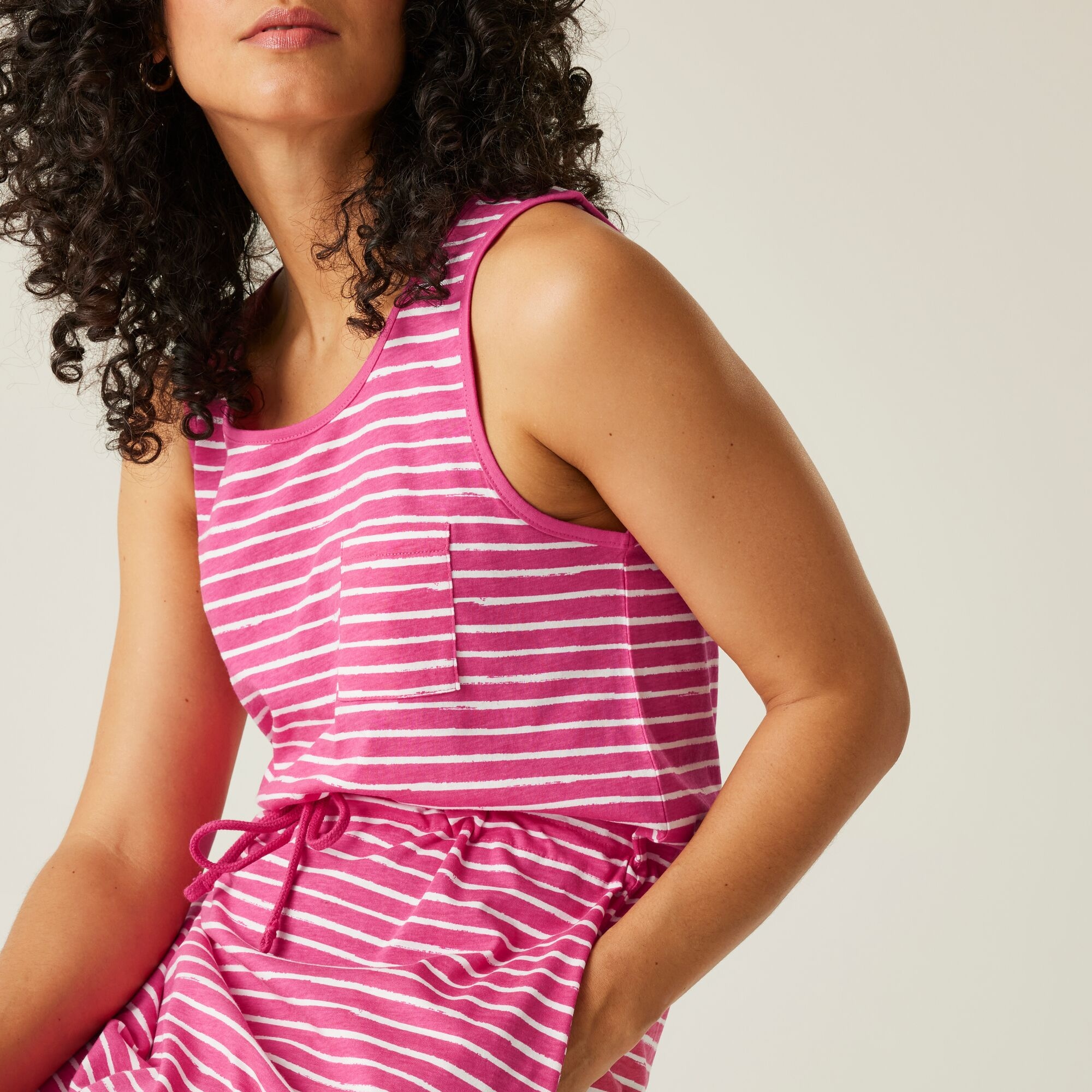 Women's Ariena Casual Dress | Pink Fusion White Painterly Stripe