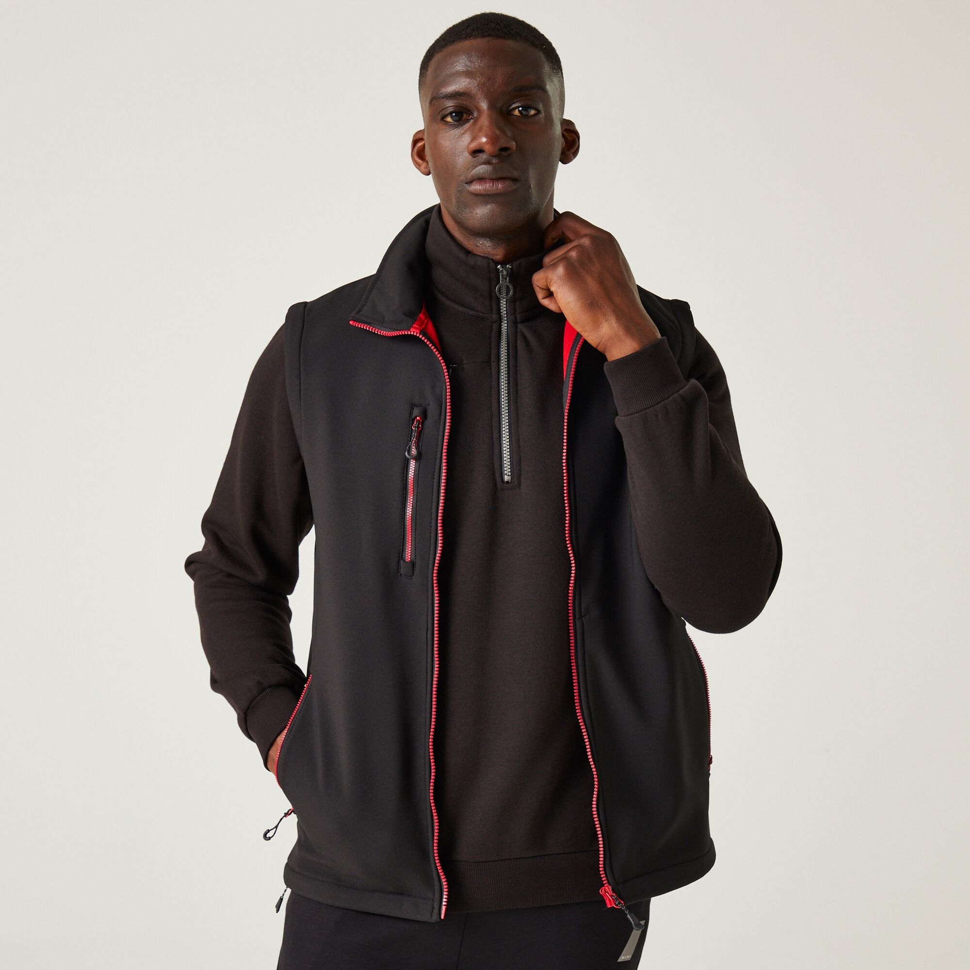 Men's Navigate 2 Layer Softshell Bodywarmer | Black Classic Red