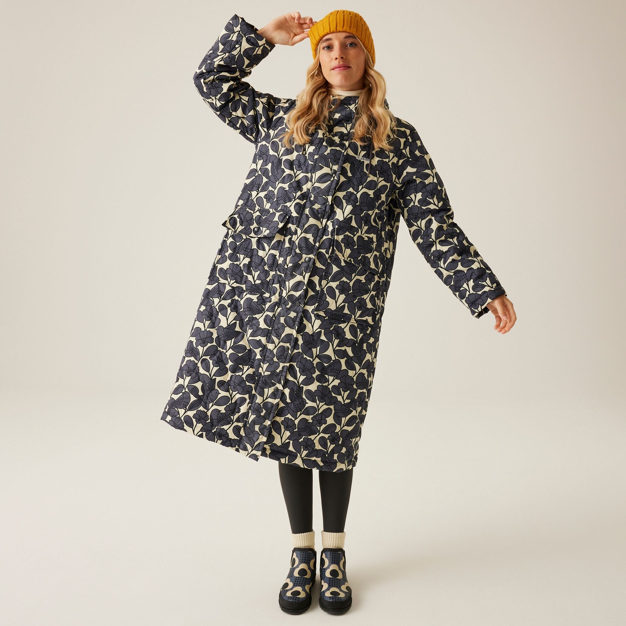 Orla Kiely Long Length Quilted Jacket | Birdy Grey