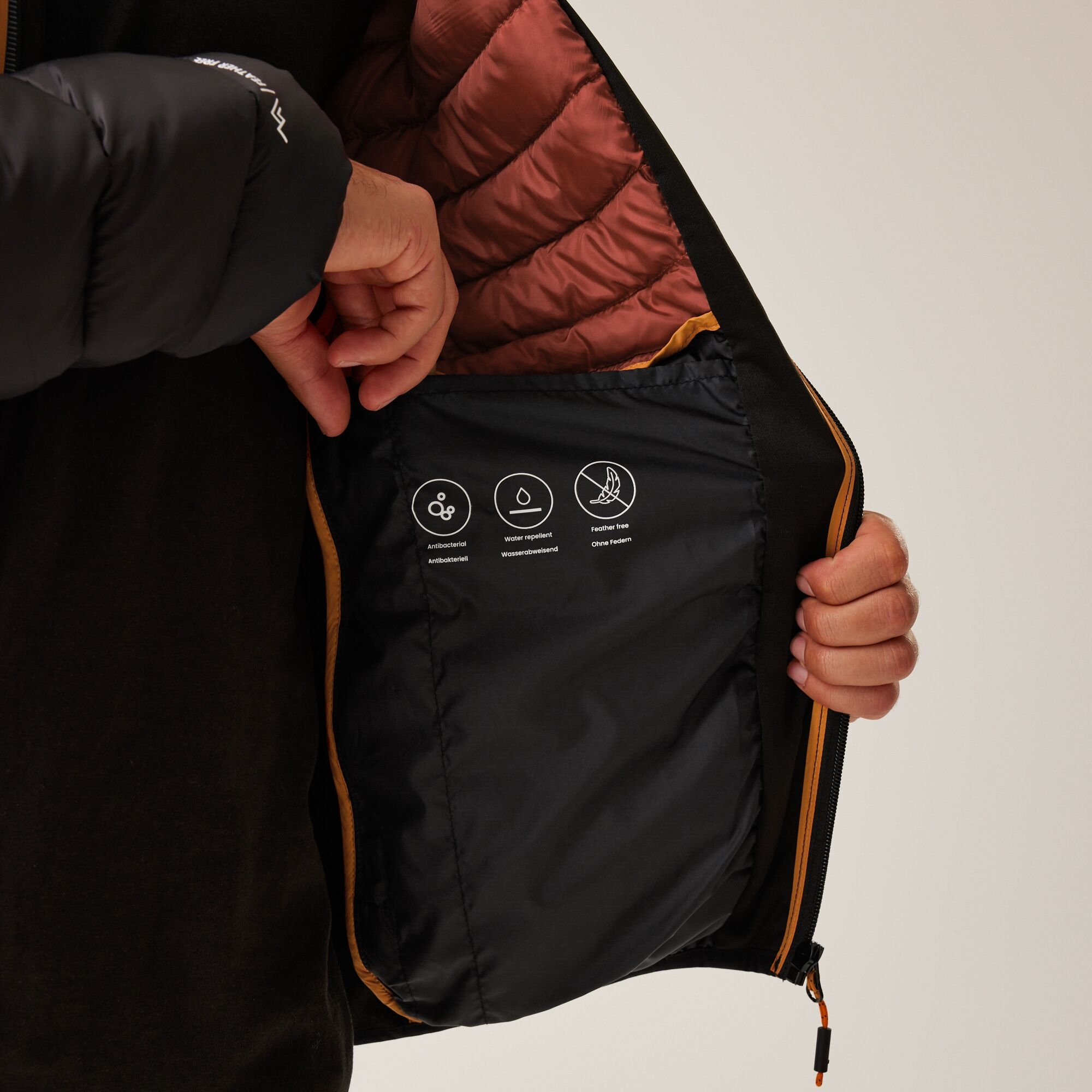 Men's Leedre Hybrid Hooded Jacket | Red Ochre Black