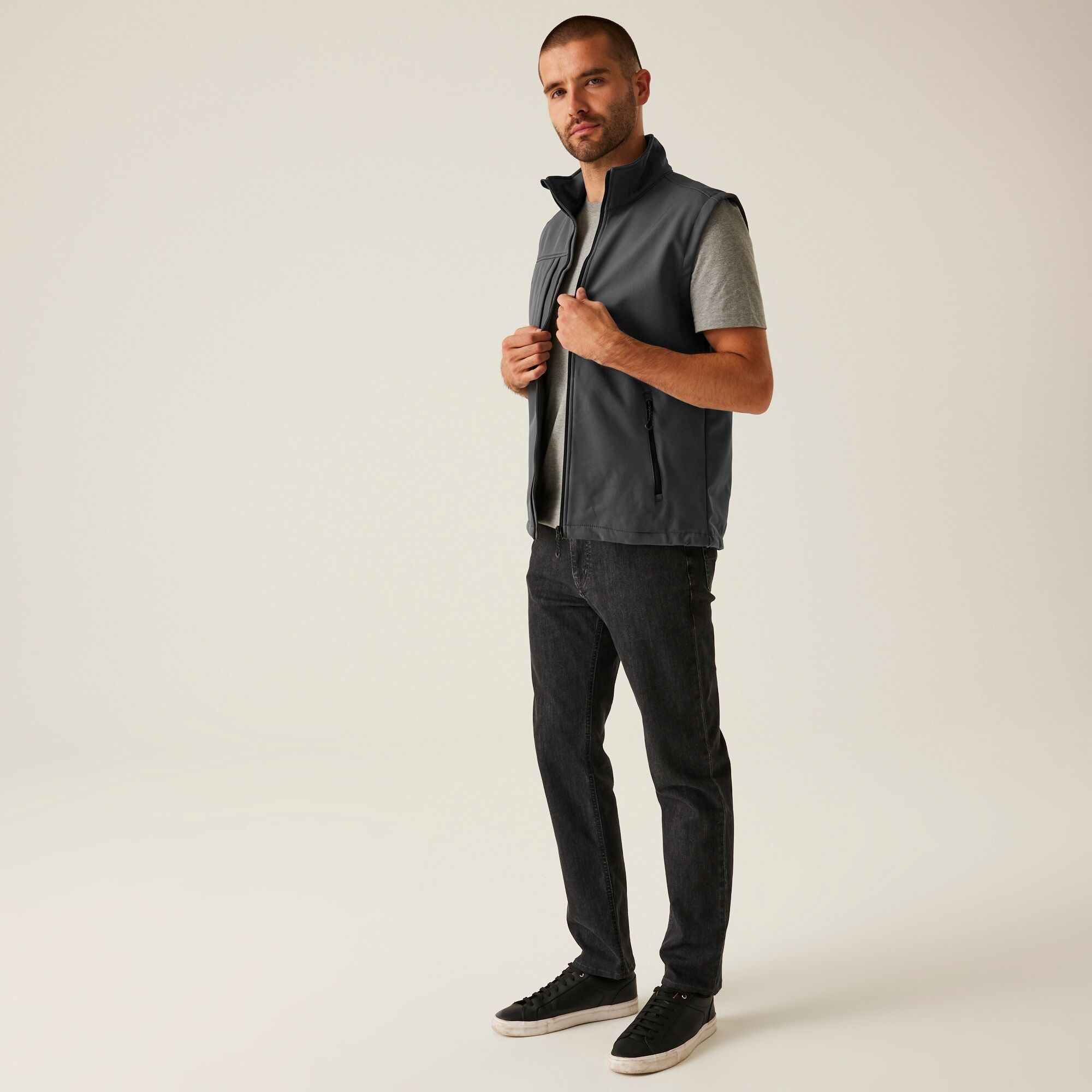 Men's Octagon II 3 Layer Softshell Bodywarmer | Seal Grey Black