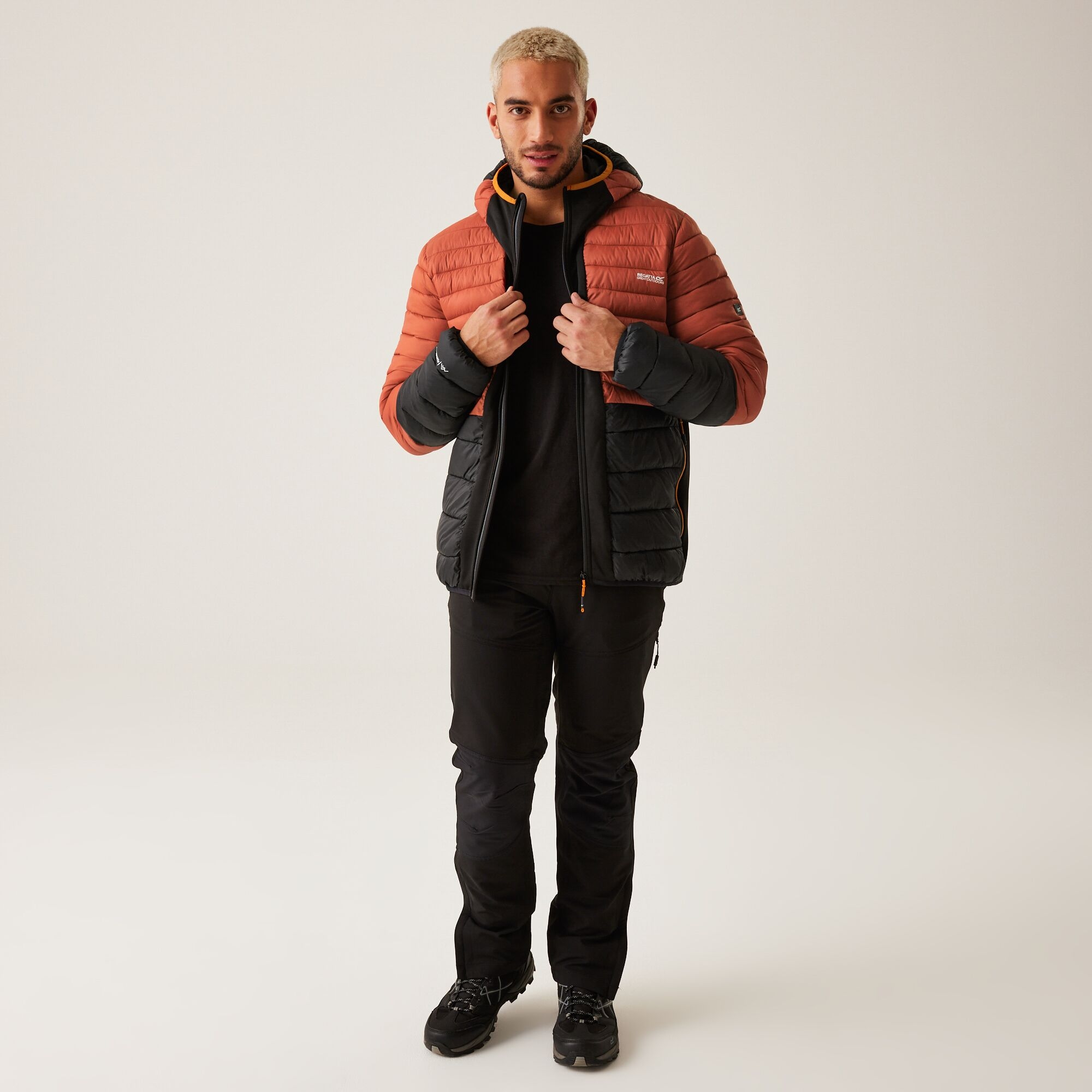Men's Leedre Hybrid Hooded Jacket | Red Ochre Black