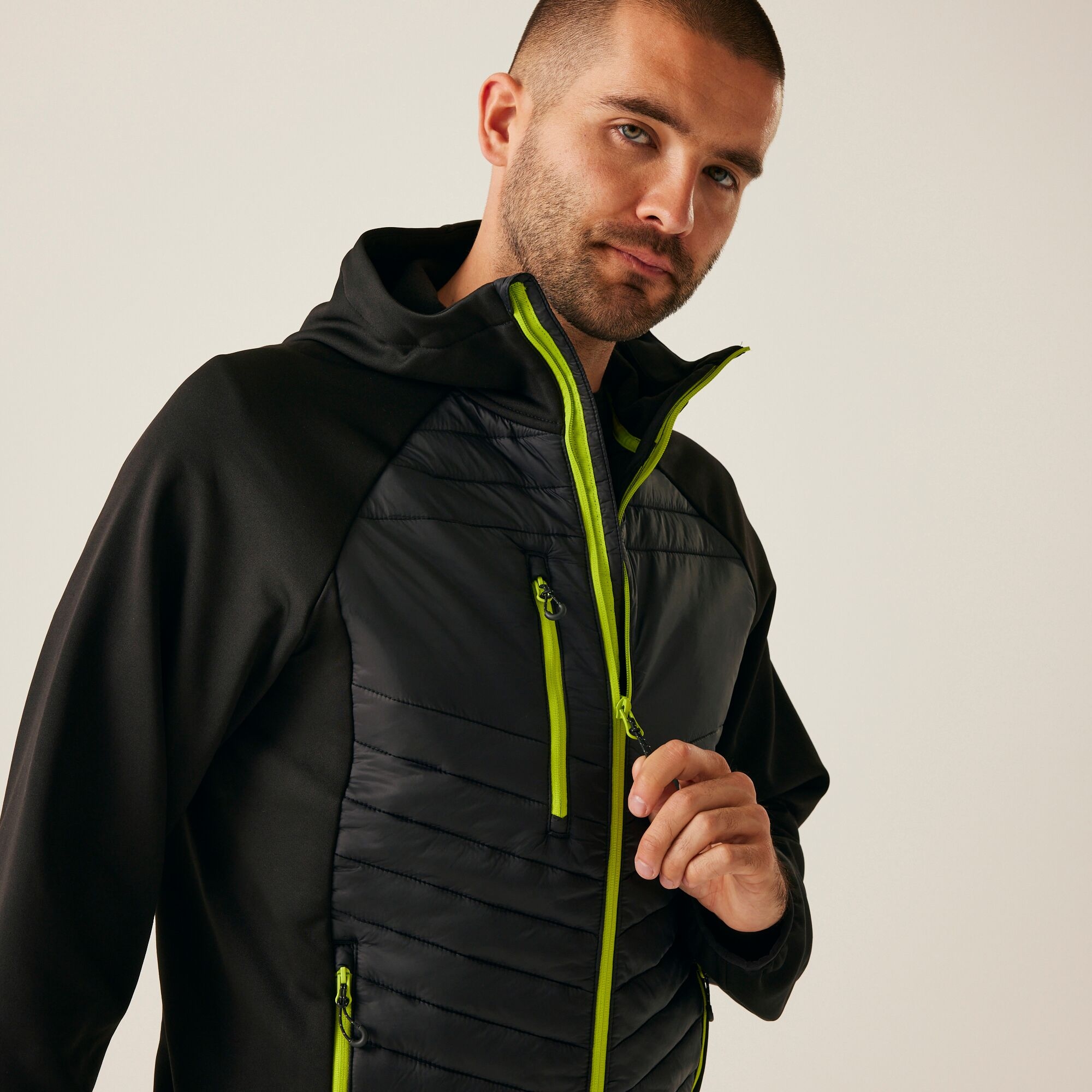 Men's Navigate Hybrid Jacket | Black Lime Green