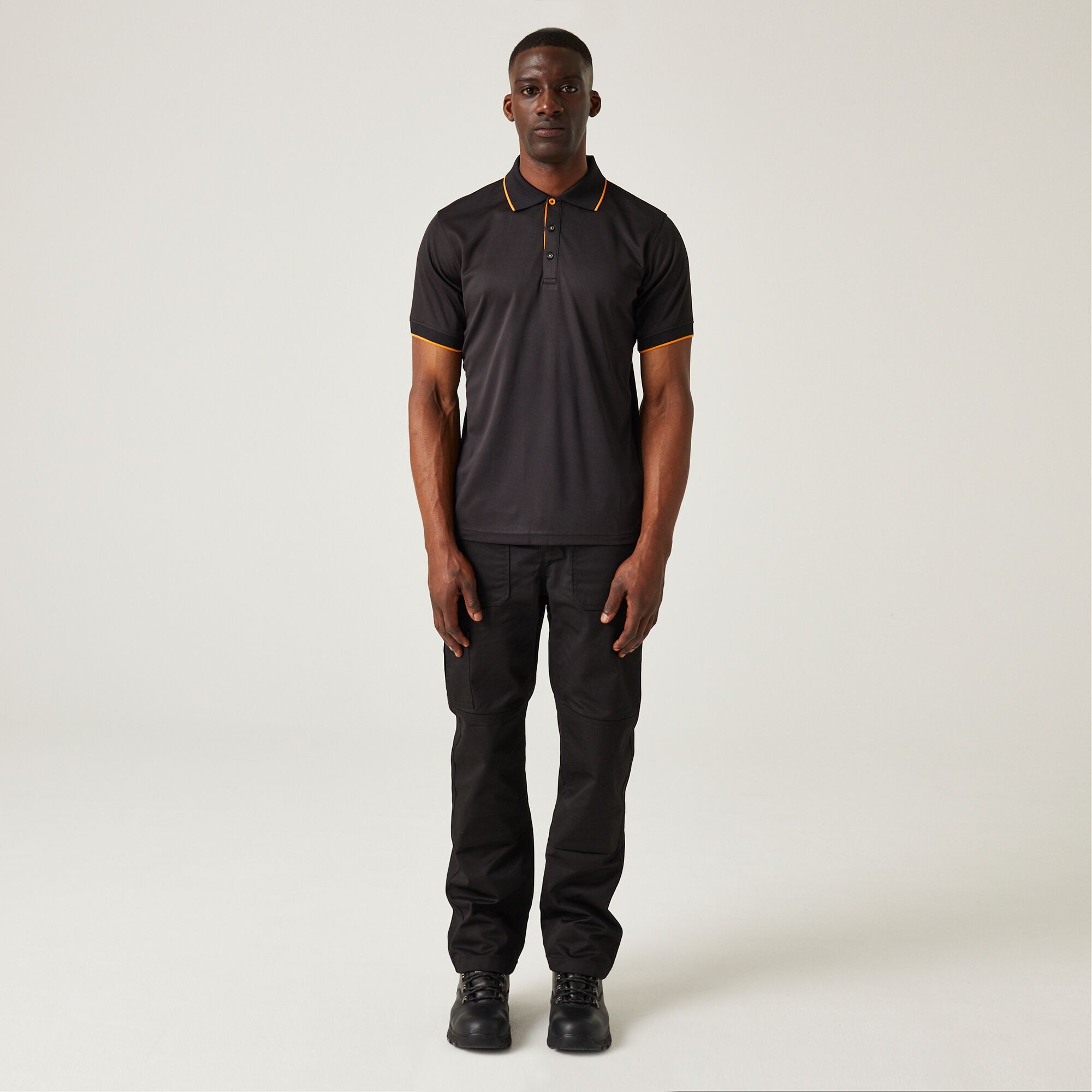 Men's Navigate Short Sleeve Polo Shirt | Black Orange Pop