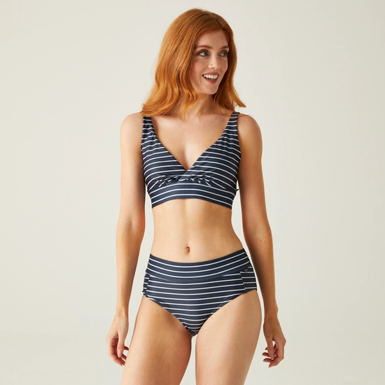 Women's Paloma Bikini Top | Navy White Seeksucker Stripe