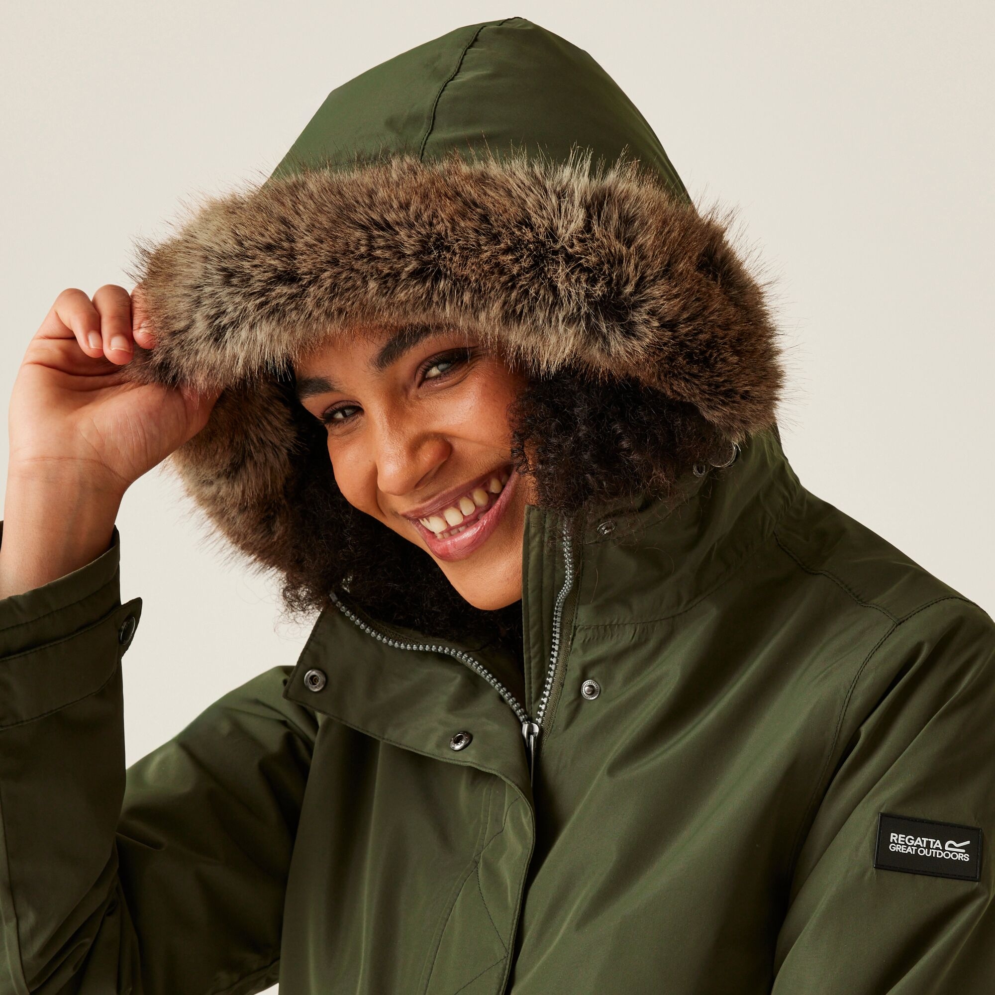 Women's Sabinka II Fur Trim Parka Jacket | Dark Khaki