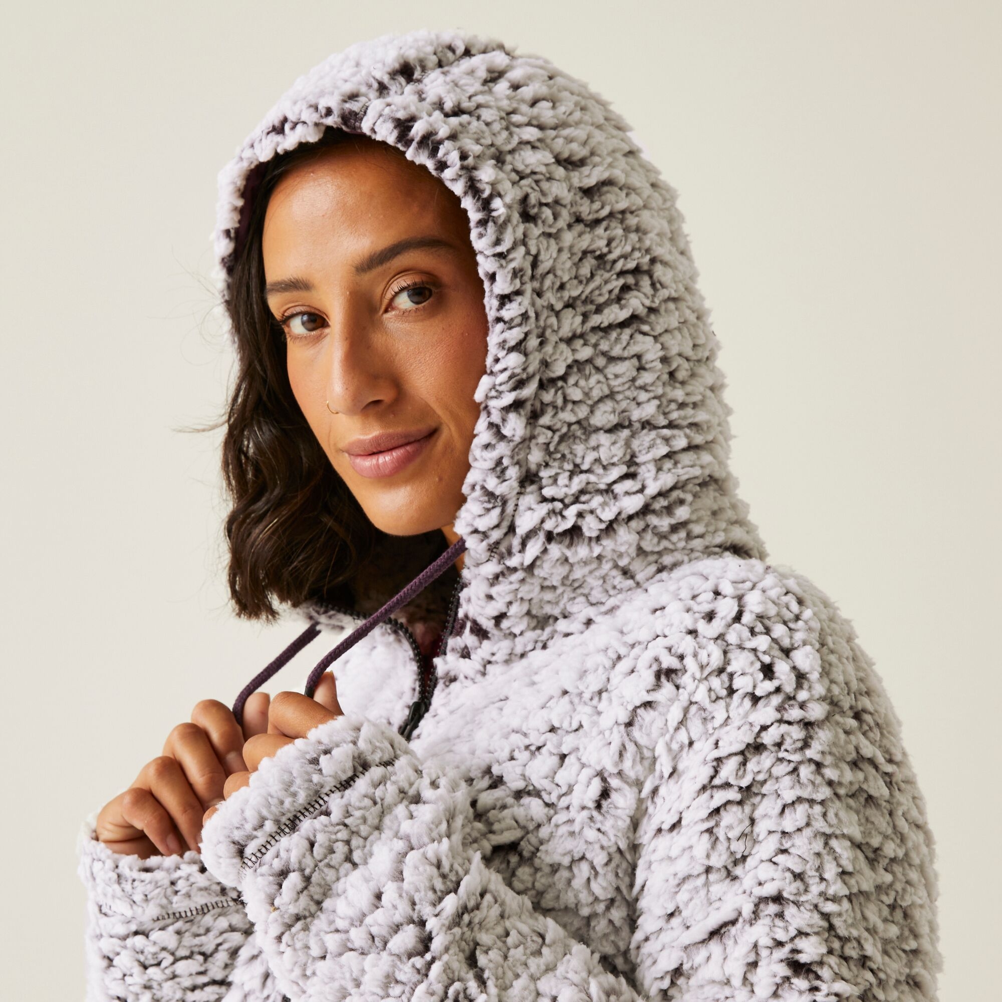 Women's Zelpha Fluffy Hooded Fleece | Deep Plum
