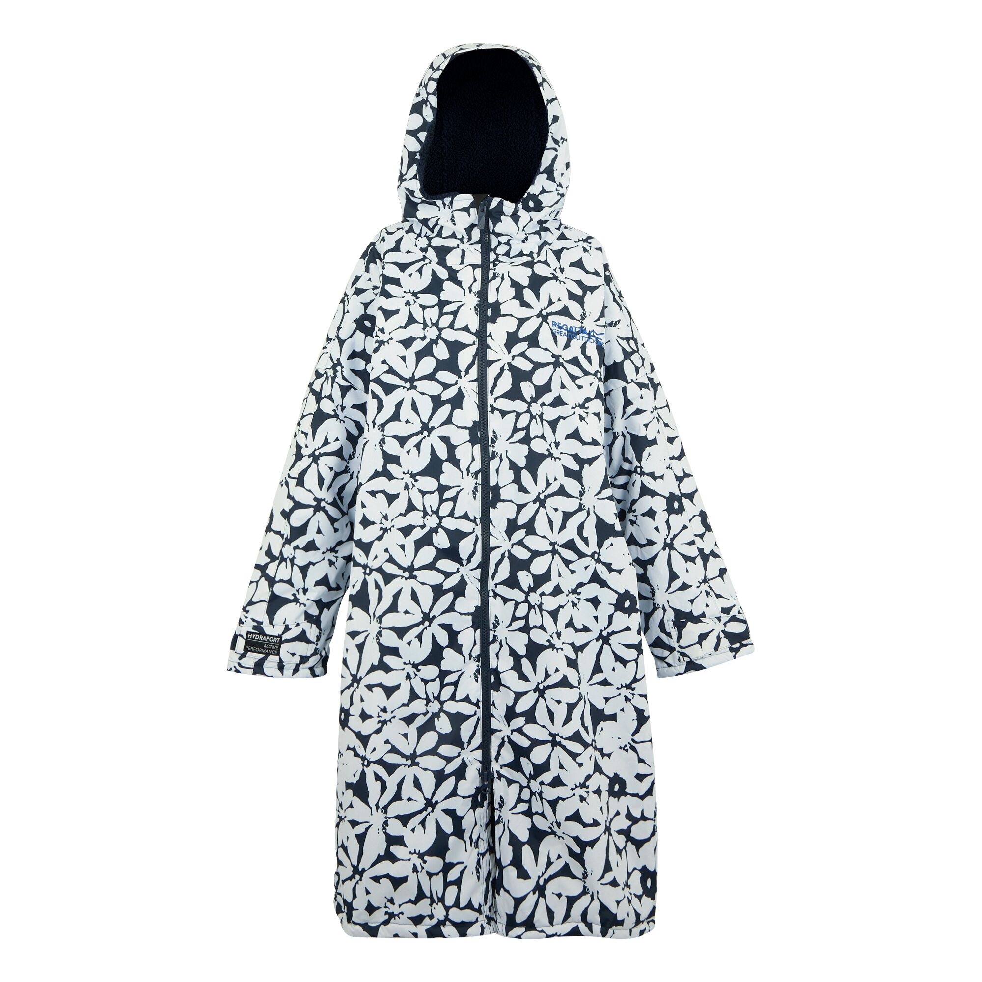 Adult's Waterproof Changing Robe | Navy White Large Floral