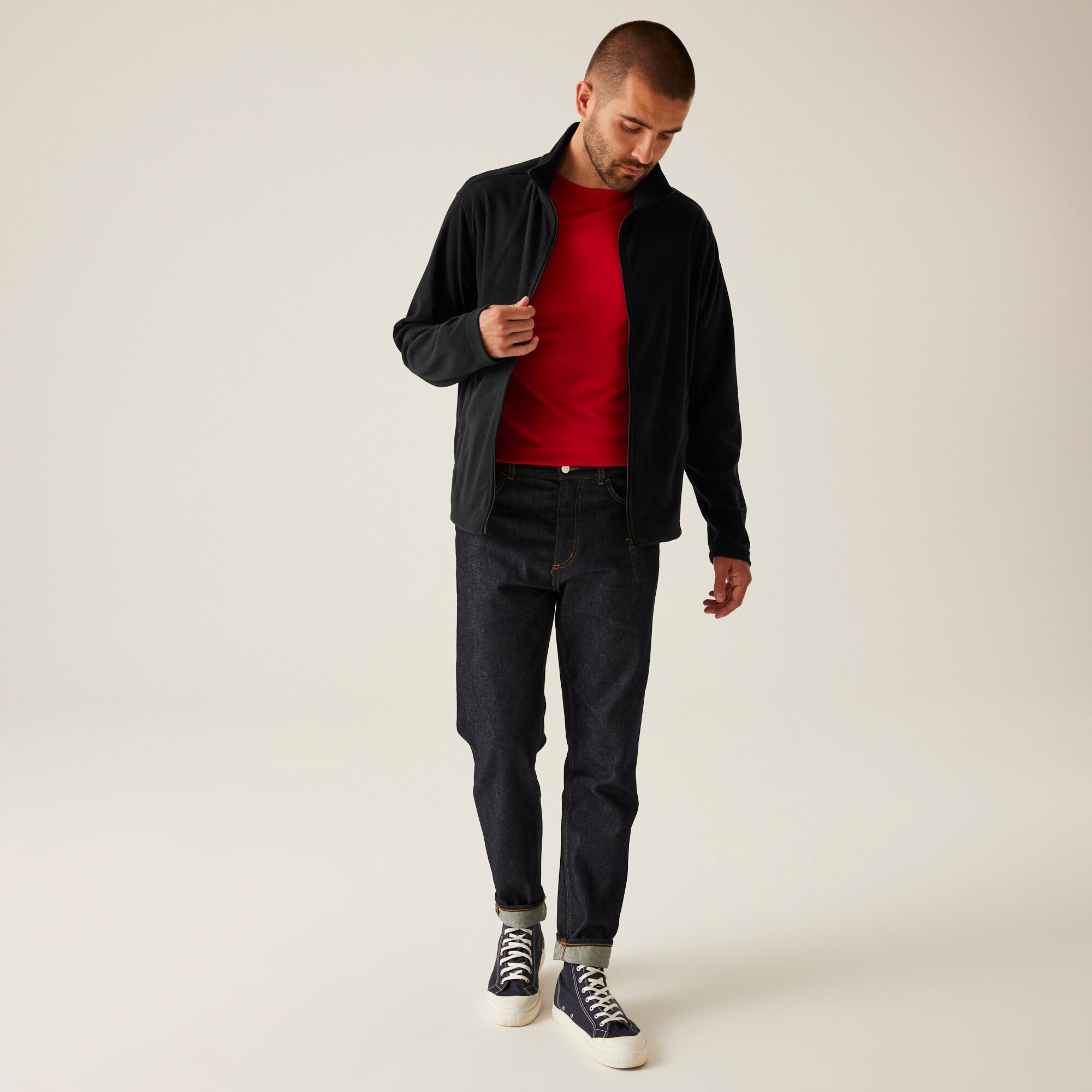 Men's Classic Full Zip Lightweight Microfleece | Black