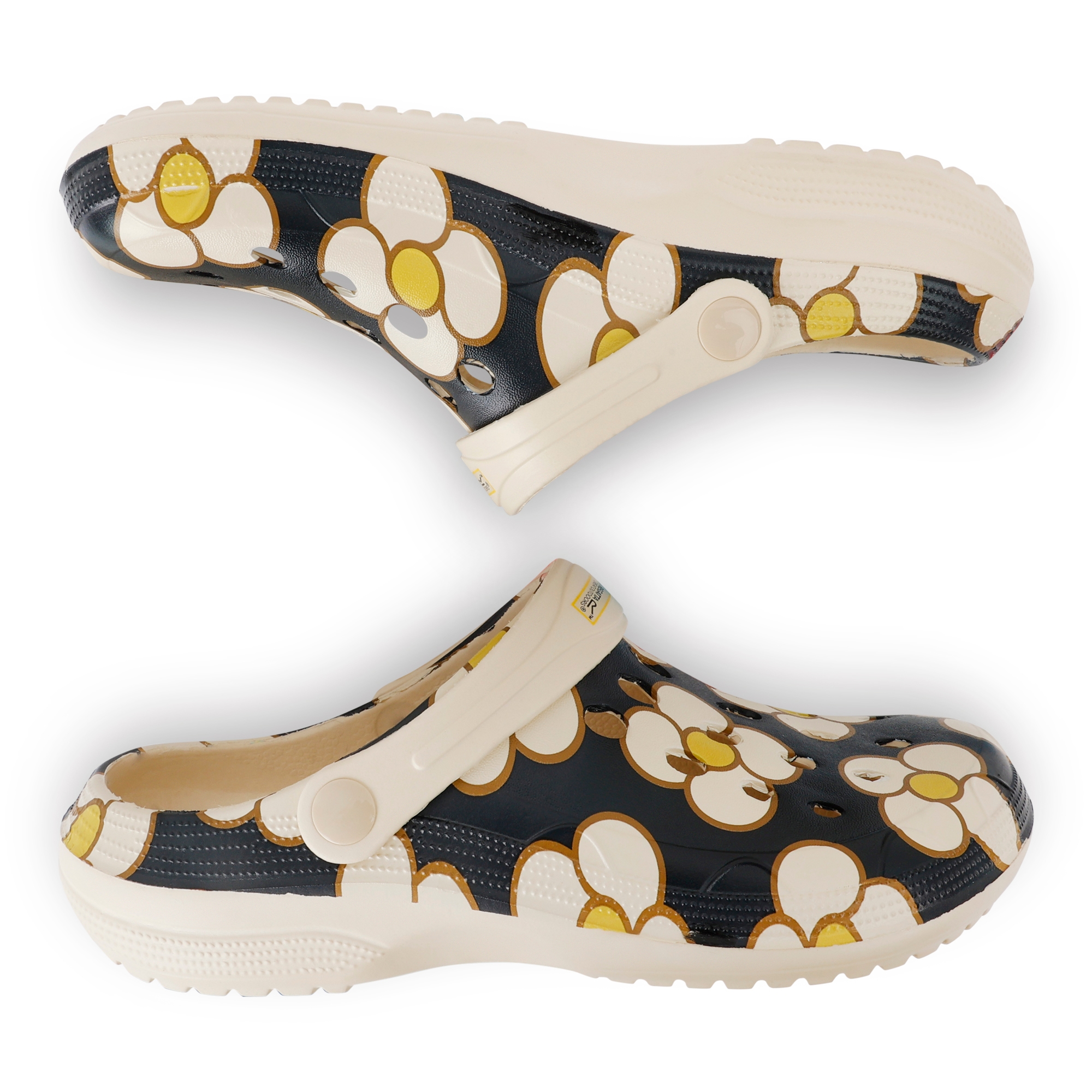 Orla Kiely Clog Sandals | Spinning Flower Black