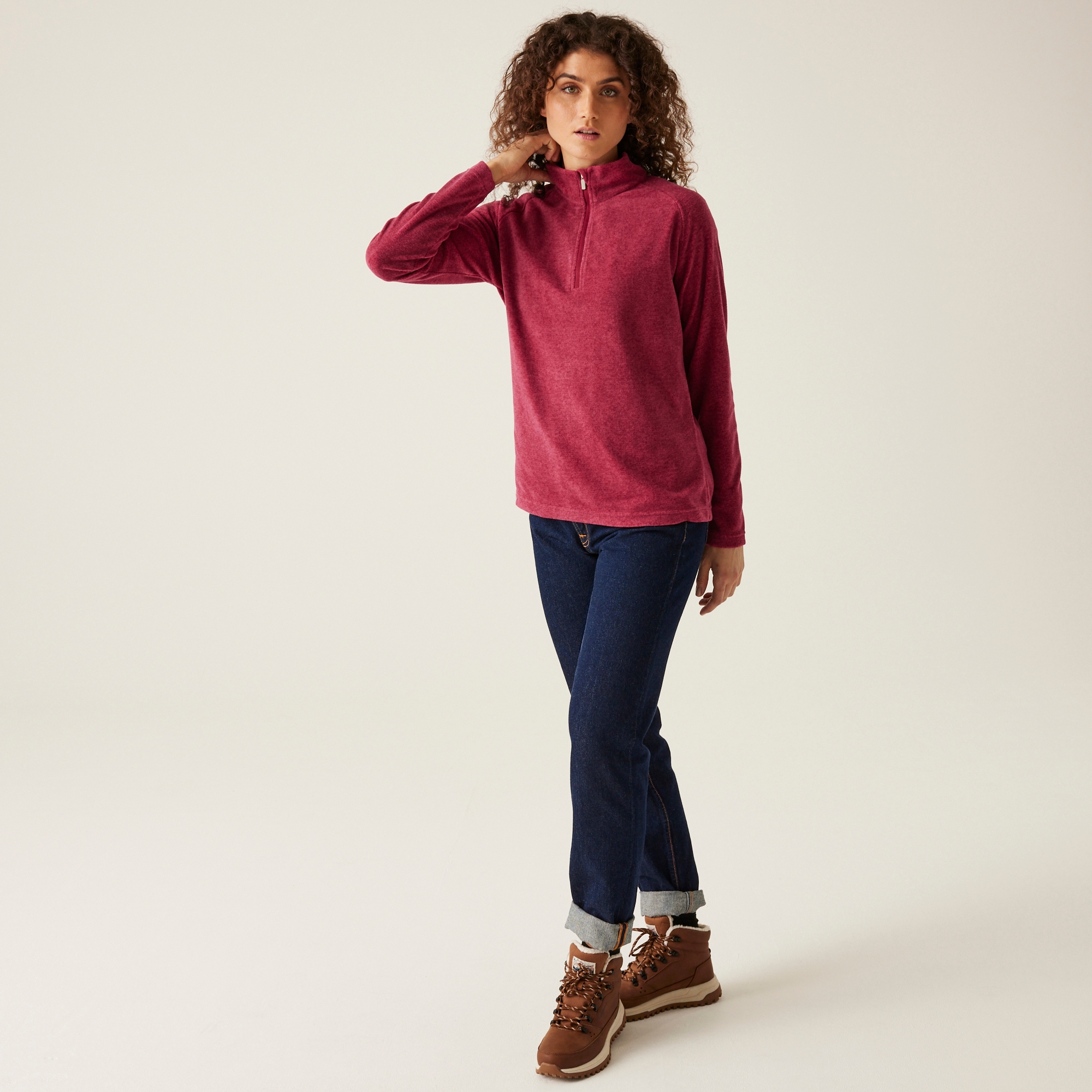 Women's Pimlo Half Zip Velour Fleece | Rumba Red