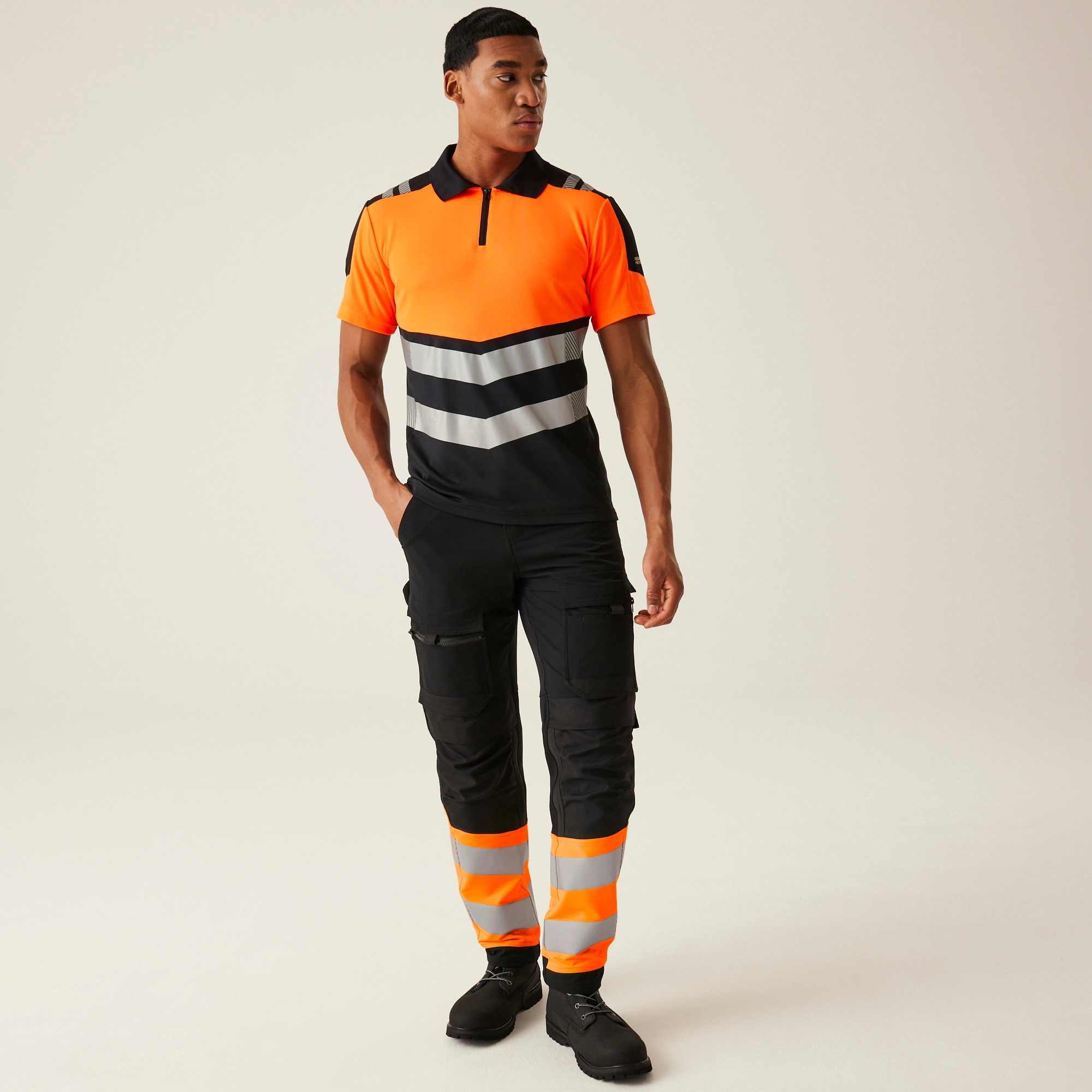 Men's Hi-Vis X-Pro Polo - Class 1 | Black Orange