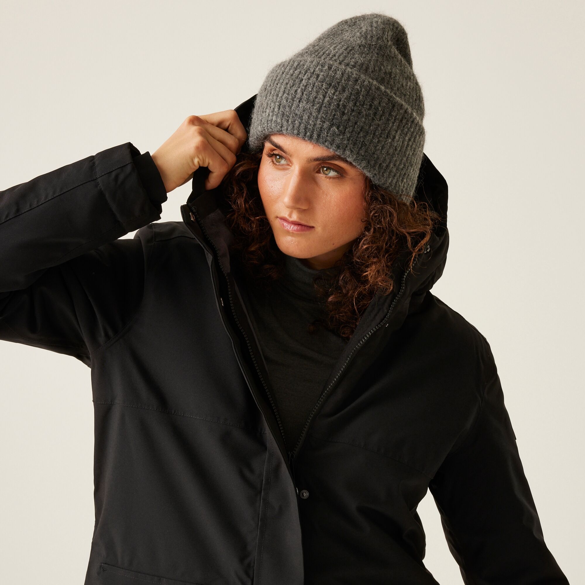 Women's Yarli Waterproof Longline Jacket | Black Dark Grey