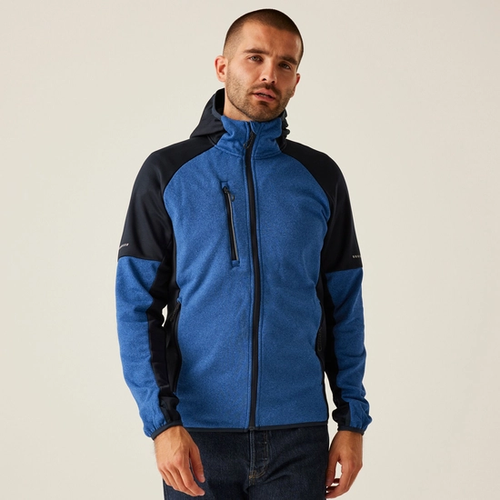 Men's X-Pro Coldspring II Hybrid Full Zip Hooded Fleece | Oxford Blue Marl Navy