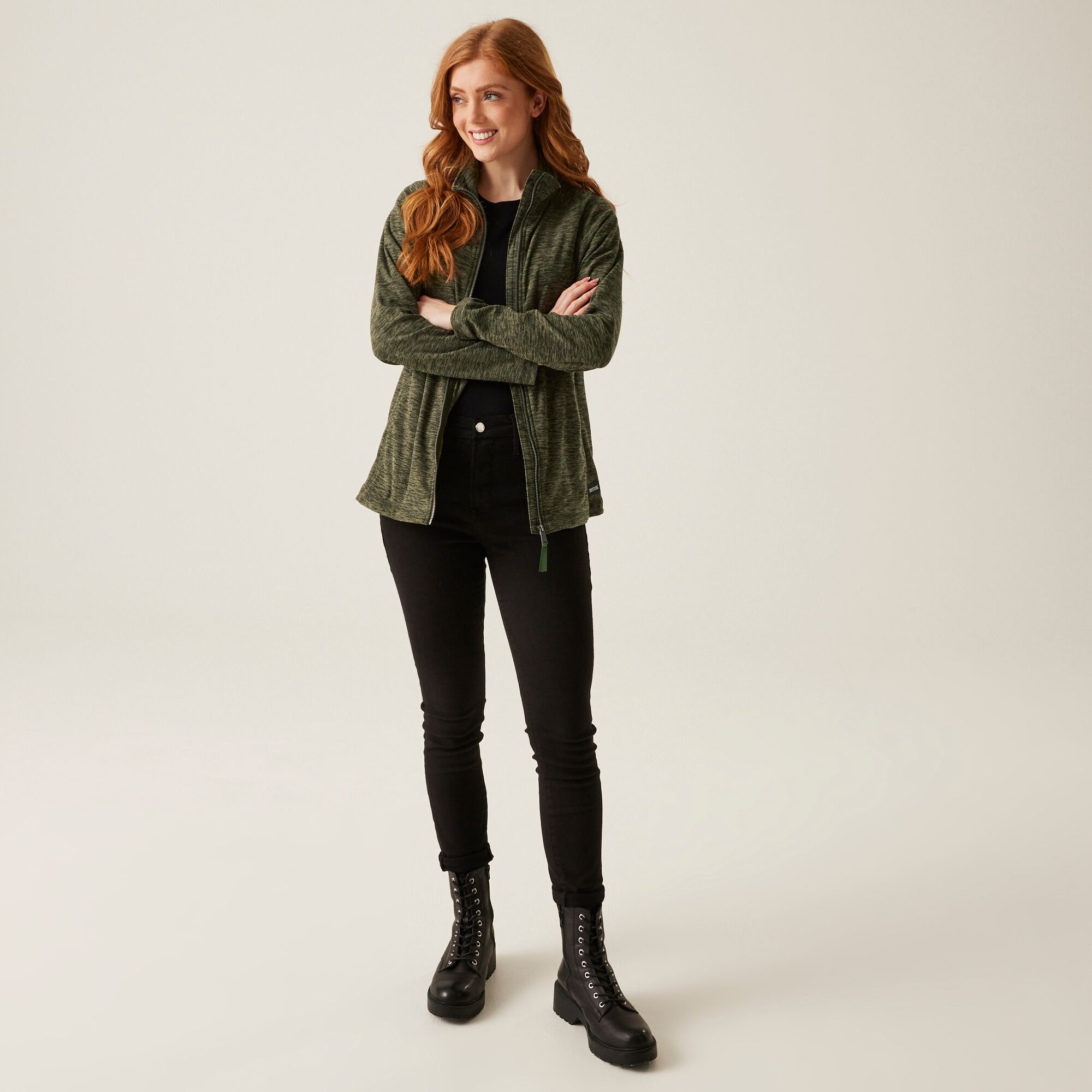 Women's Mayse Full Zip Fleece | Dark Khaki Marl