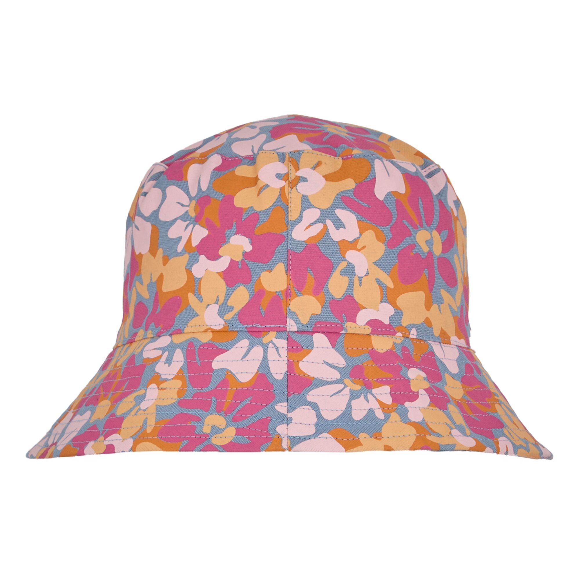 Women's Reversible Bucket Hat | Summer Floral Print Chambray Blue