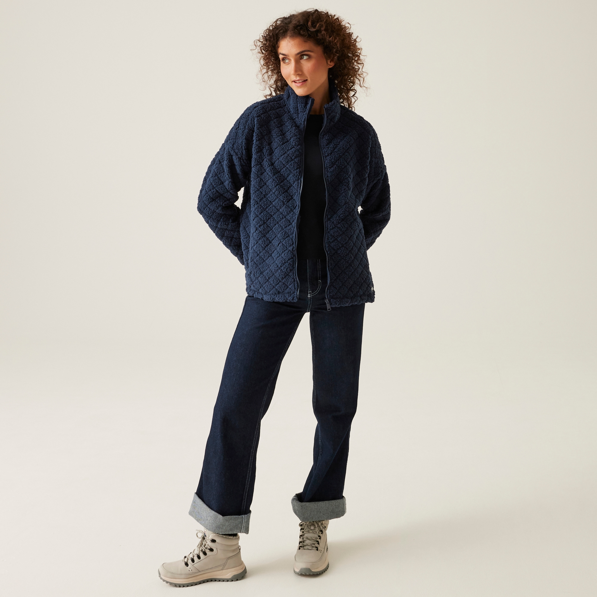 Women's Apphia Full Zip Fluffy Fleece | Navy