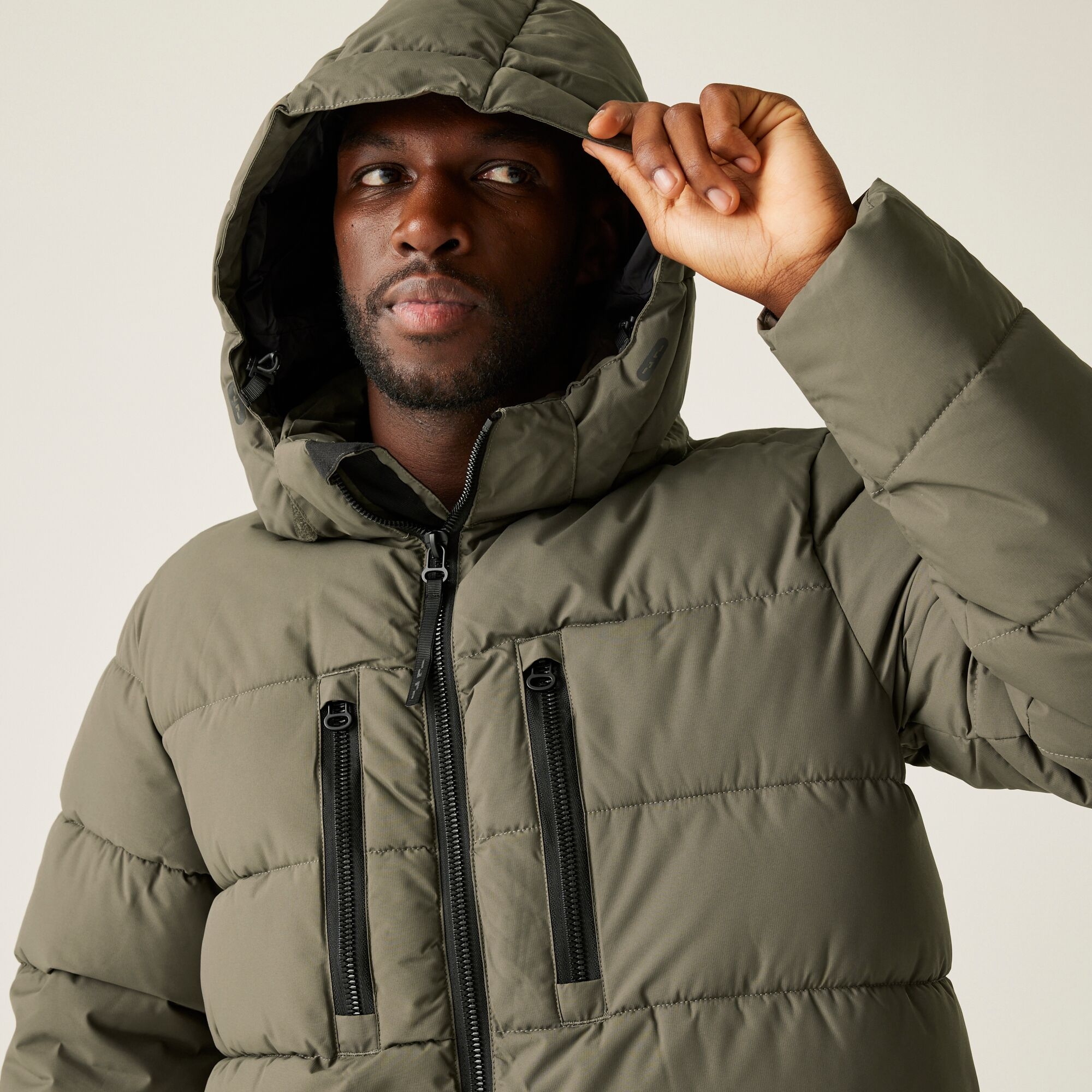 Men's Mottere Longline Padded Jacket | Crocodile Black