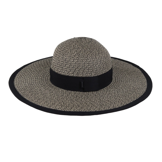 Women's Straw Sun Hat Bucket Hat | Black Natural Straw