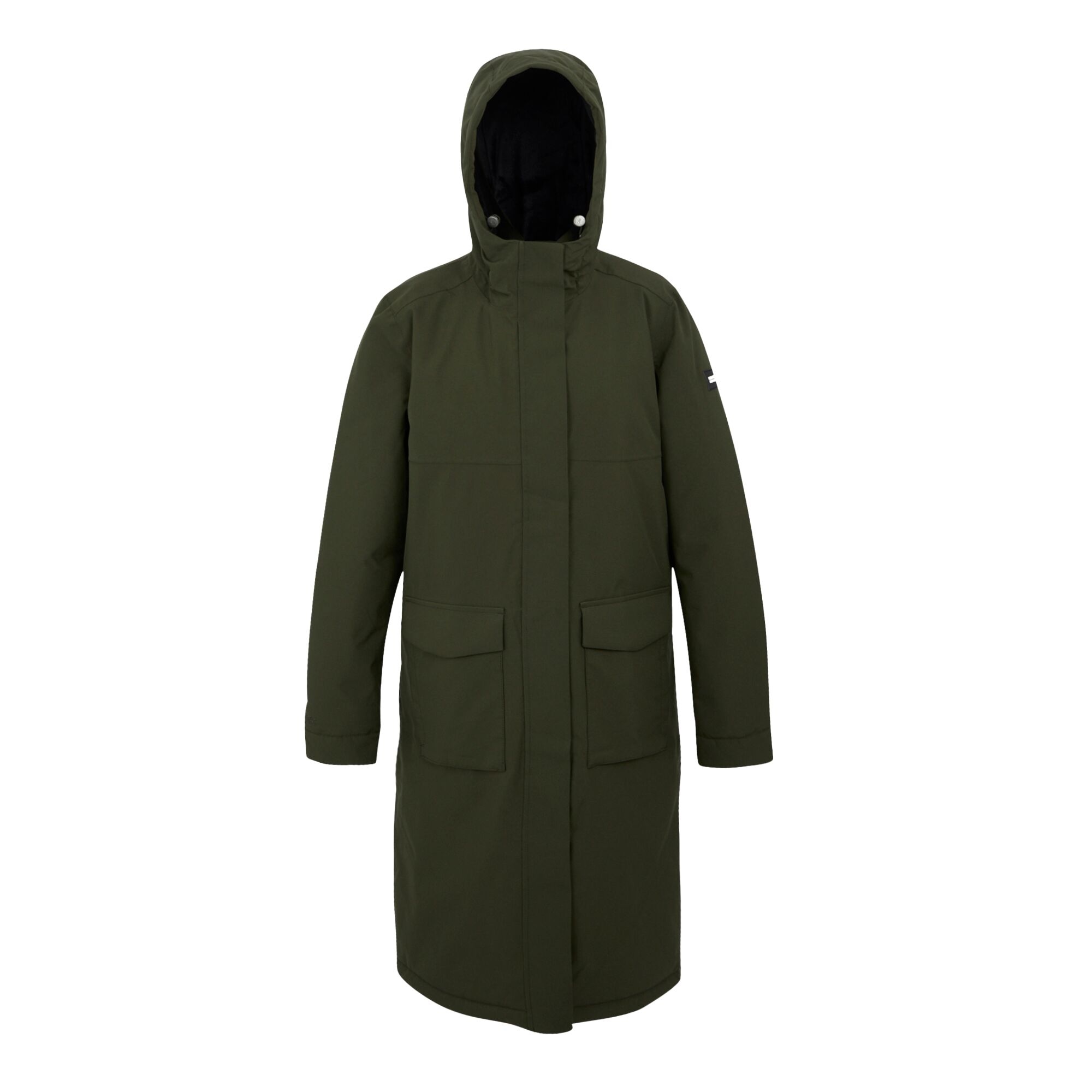 Women's Yarli Waterproof Longline Jacket | Dark Khaki Black